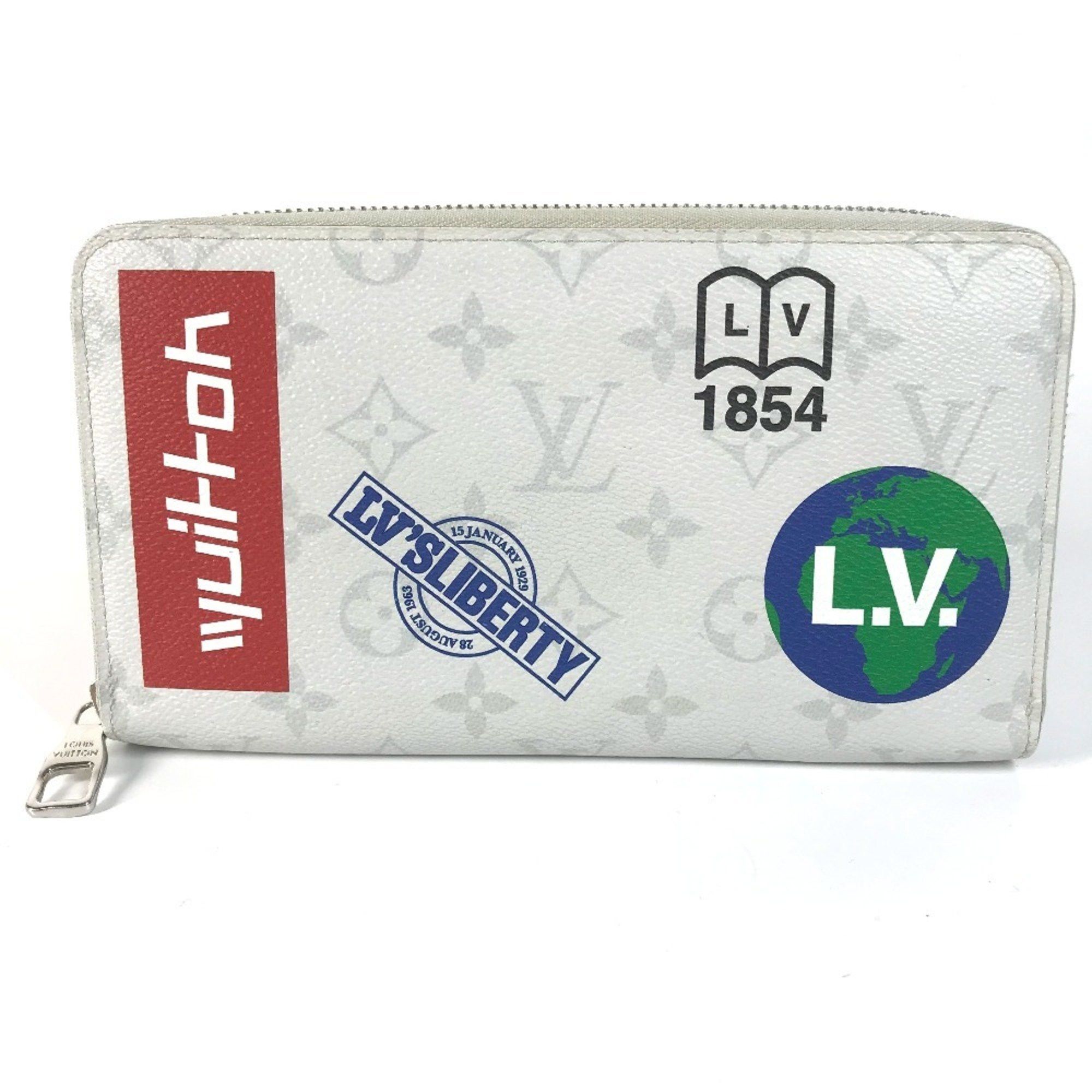 LOUIS VUITTON M67824 Monogram Logo Story Zippy Organizer Round Zipper Long Wallet in Canvas Men's White