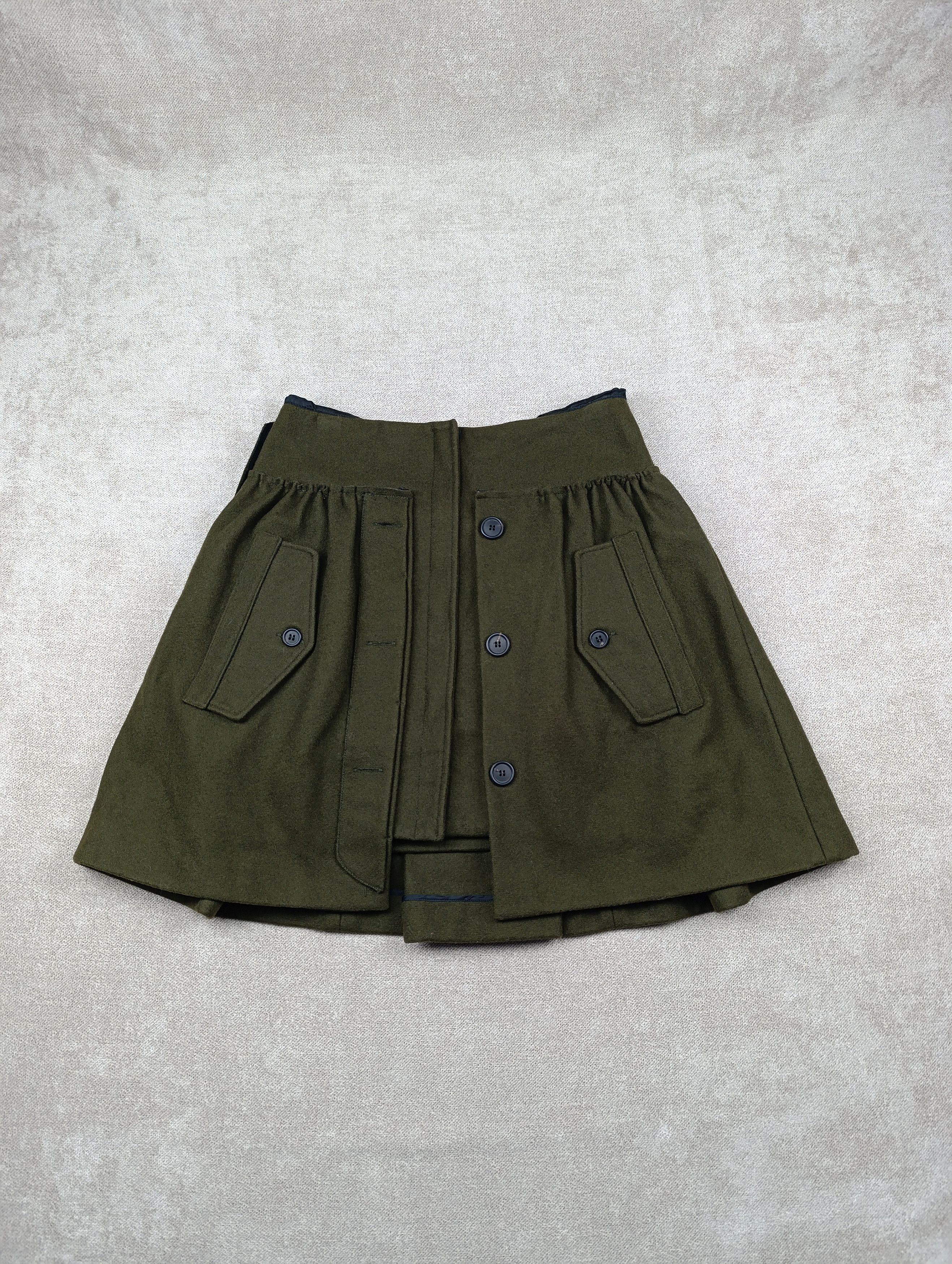 Miu Miu MIU-MIU CHOPPY WOOL PLEATED DARK GREENISH BROWN SKIRT Size 25" / US 0 / IT 36 - 1 Thumbnail