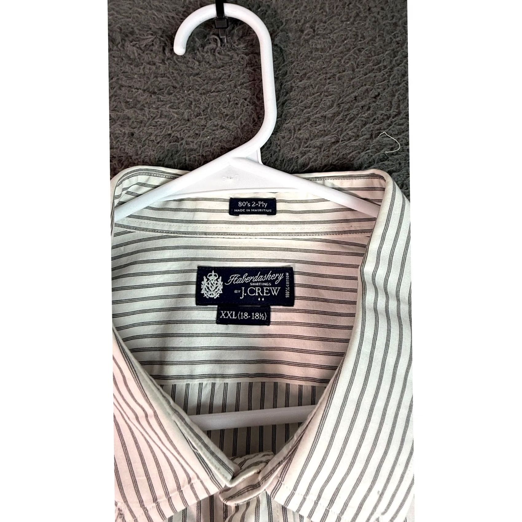J.Crew VINTAGE J.Crew Haberdashery Dress Shirt Striped White XXL 2-Ply Cotton Men’s Long Sleeve Button-Down Regular/Classic, Refined, Business, Casual Size 48R - 3 Thumbnail