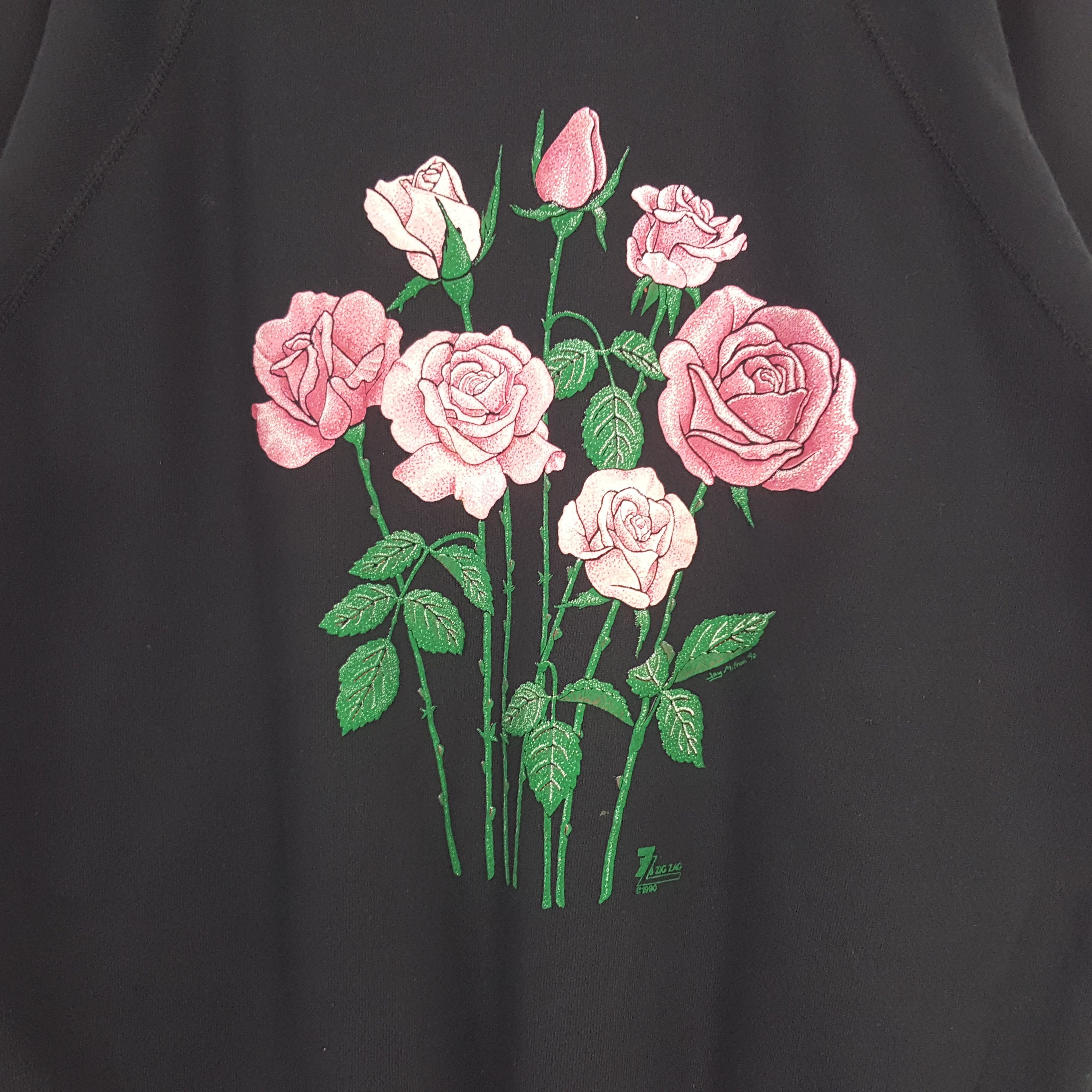 Flower Mountain × Hanes × Vintage Vintage Flower Zig Zag American Preppy Style Sweatshirt Size US L / EU 52-54 / 3 - 2 Thumbnail