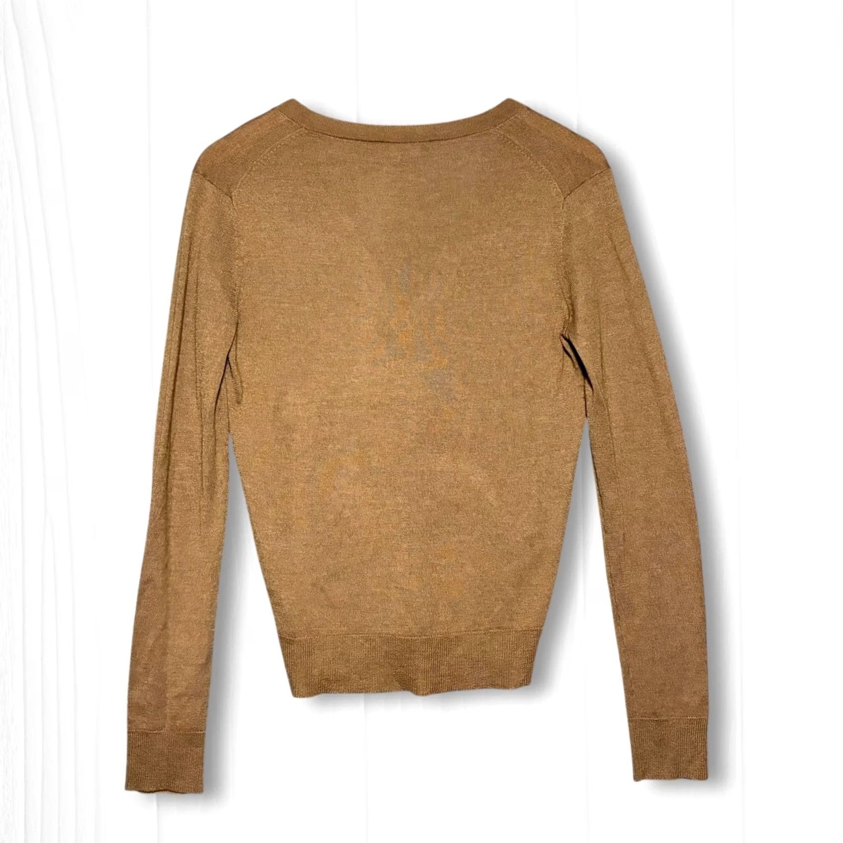 Theory EUC Theory Silk Cashmere V-Neck Pullover Sweater Womens S Camel Brown Size S / US 4 / IT 40 - 2 Thumbnail