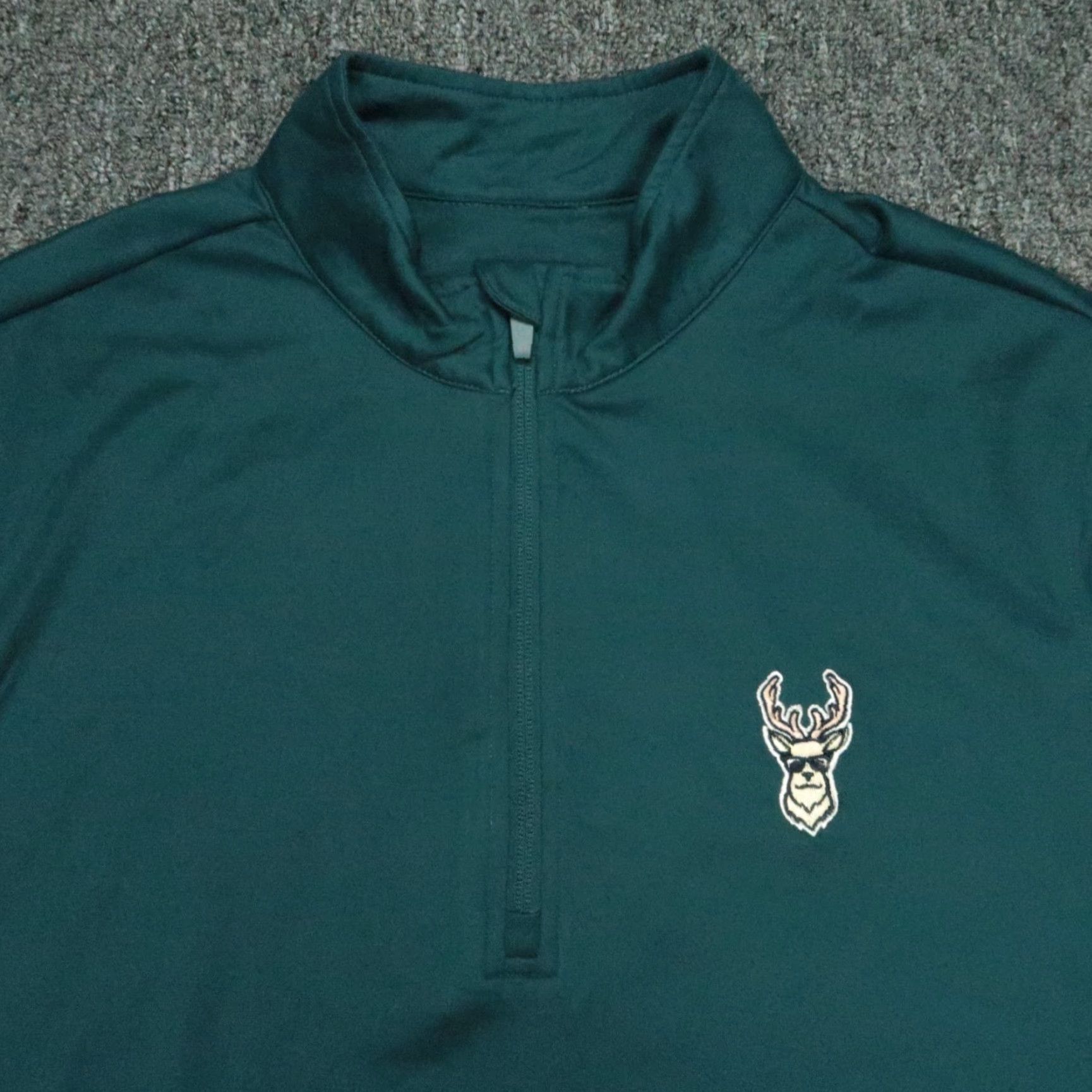 Vintage Waggle Pullover Mens Large Green Deer Buck Performance Quarter Zip Shirt Size US L / EU 52-54 / 3 - 2 Thumbnail
