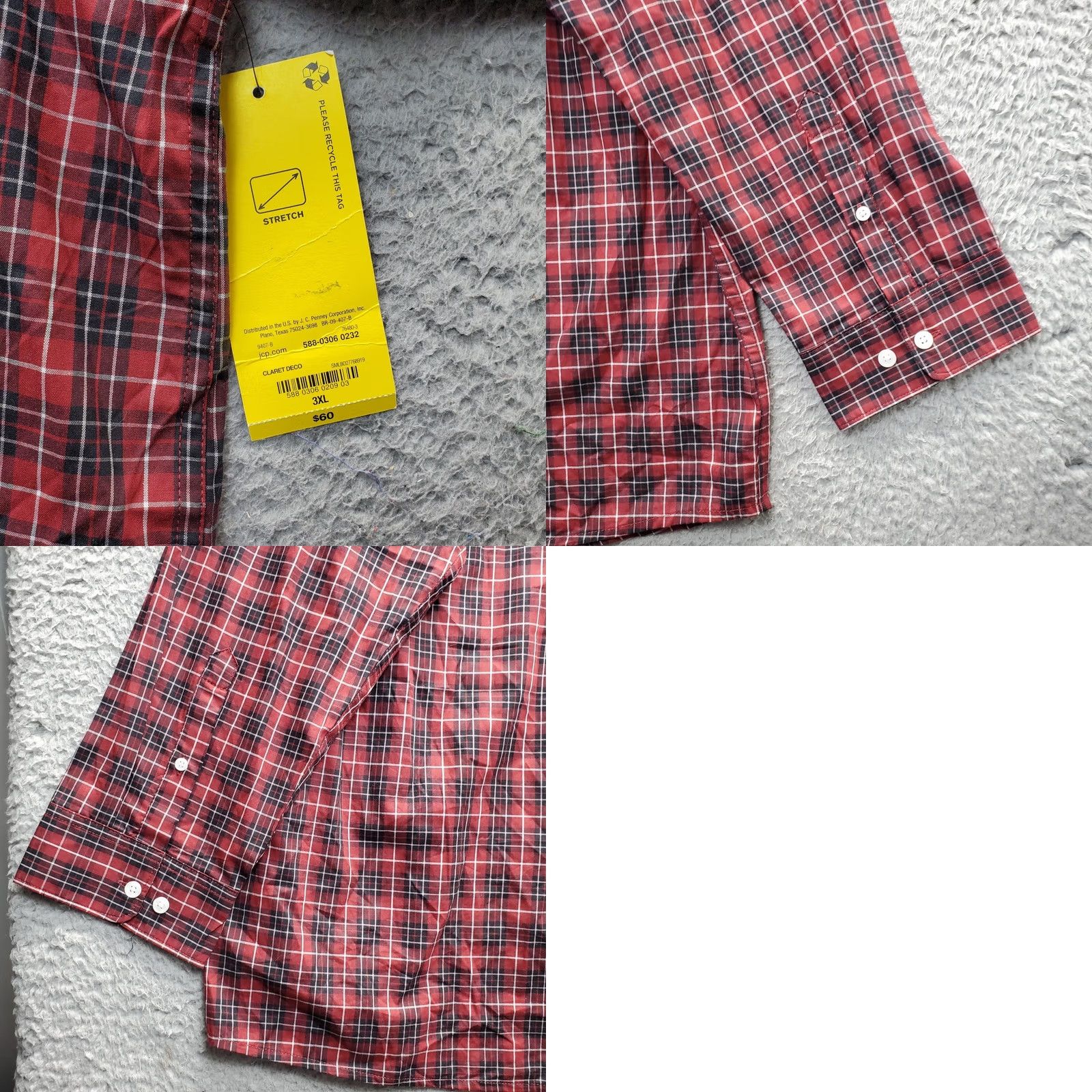 Liz Claiborne Claiborne Mens Shirt 3XL Multicolor Plaid Stretch Long Sleeve Button-Up Collared Shirt Mens Size US XXL / EU 58 / 5 - 8 Thumbnail