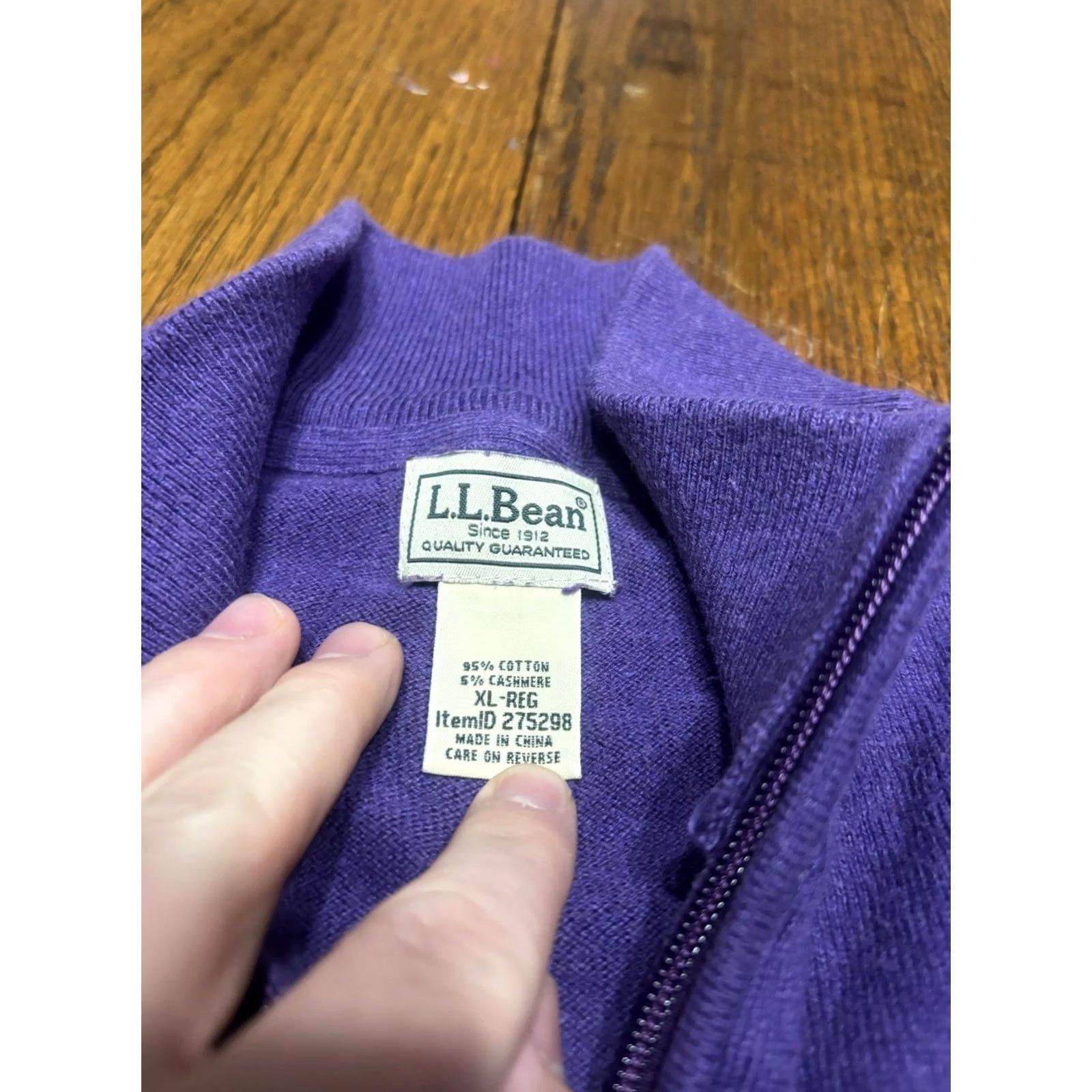 Vintage L.L.Bean Men’s XL Quarter Zip Sweater Purple Cotton Cashmere Pullover Sweater Big Tall Mens XL Purple Cotton Cashmere Quarter Zip Sweater Size US XL / EU 56 / 4 - 3 Thumbnail