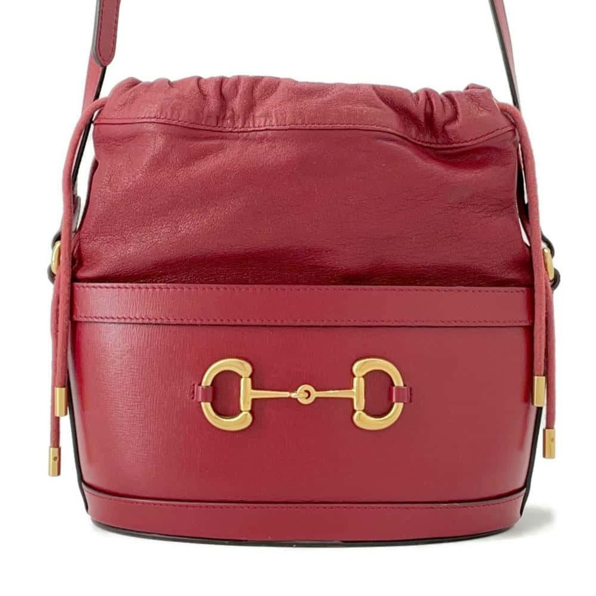 Gucci Shoulder Bag 1955 Horsebit Bucket 602118 Gucci in Red, Women's