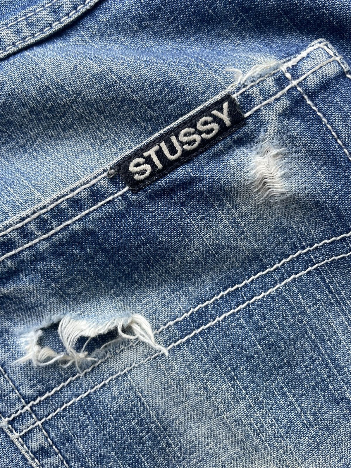Stussy Vintage Stussy Works Distresed Denim Size US 33 - 18 Thumbnail