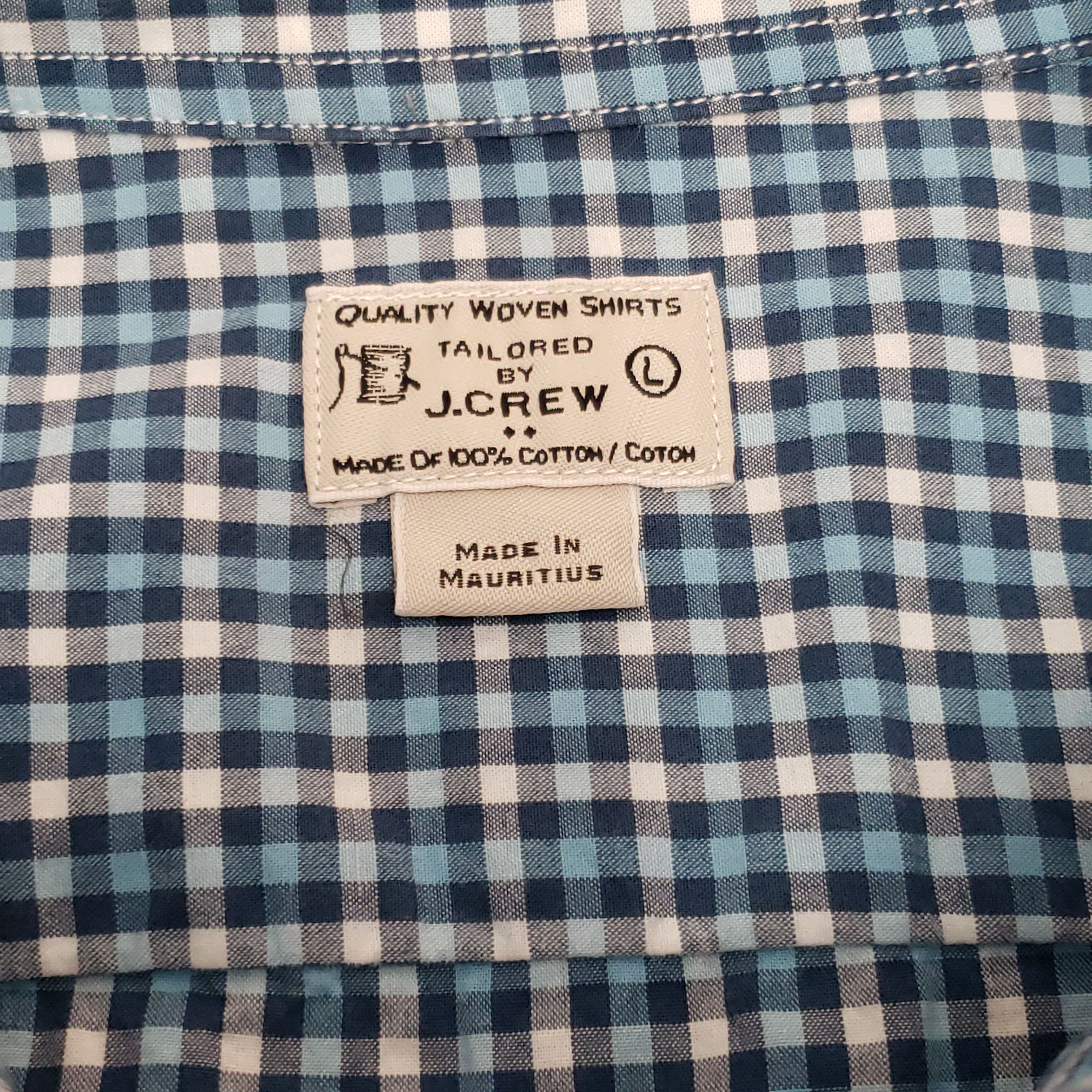 J.Crew Men's J.Crew Blue White Gingham Casual Button Down Shirt L Size US L / EU 52-54 / 3 - 4 Thumbnail