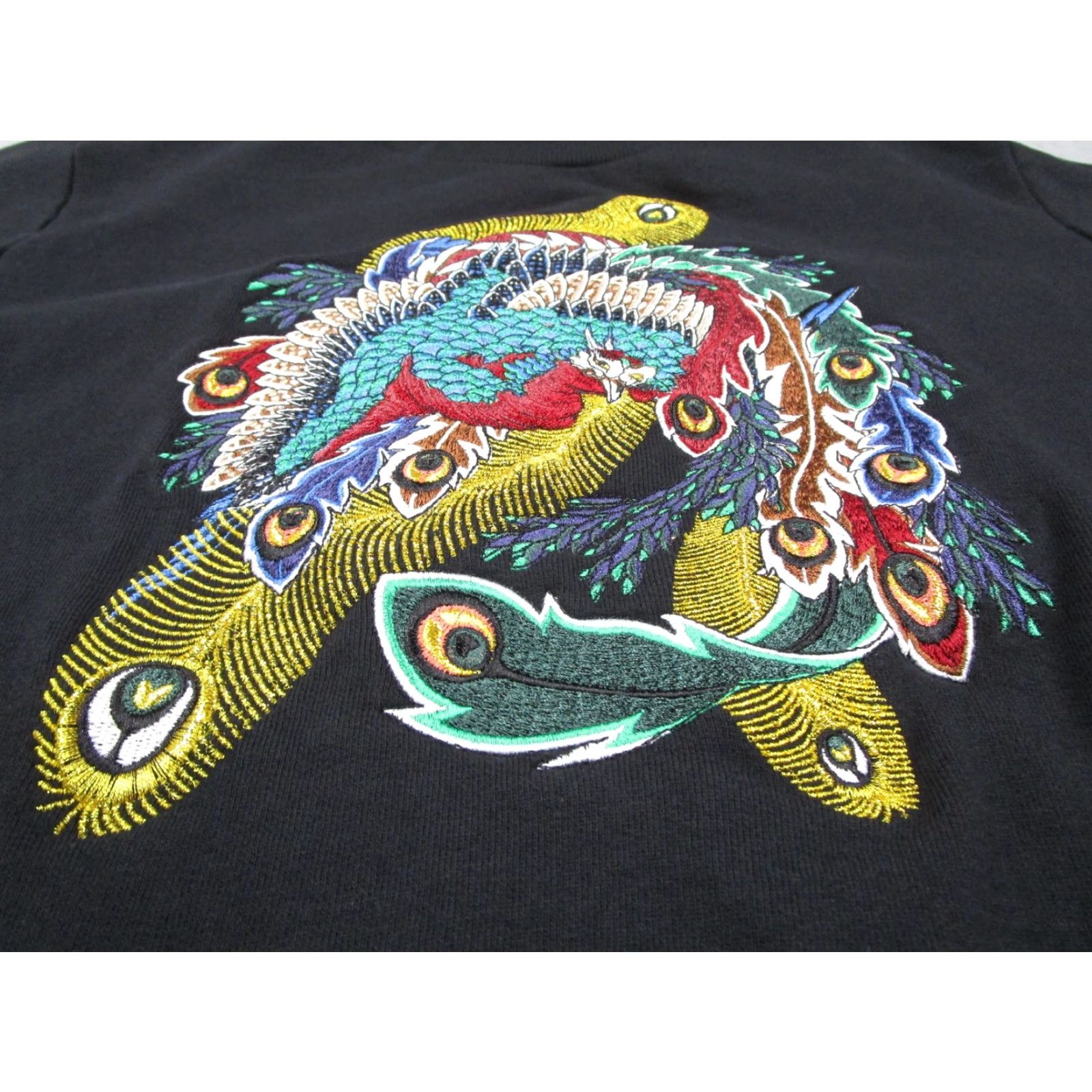 Eleven Paris Elevenparis Mens Medium Black Crewneck Sweatshirt with Embroidered Peacock Graphic Size US M / EU 48-50 / 2 - 3 Thumbnail