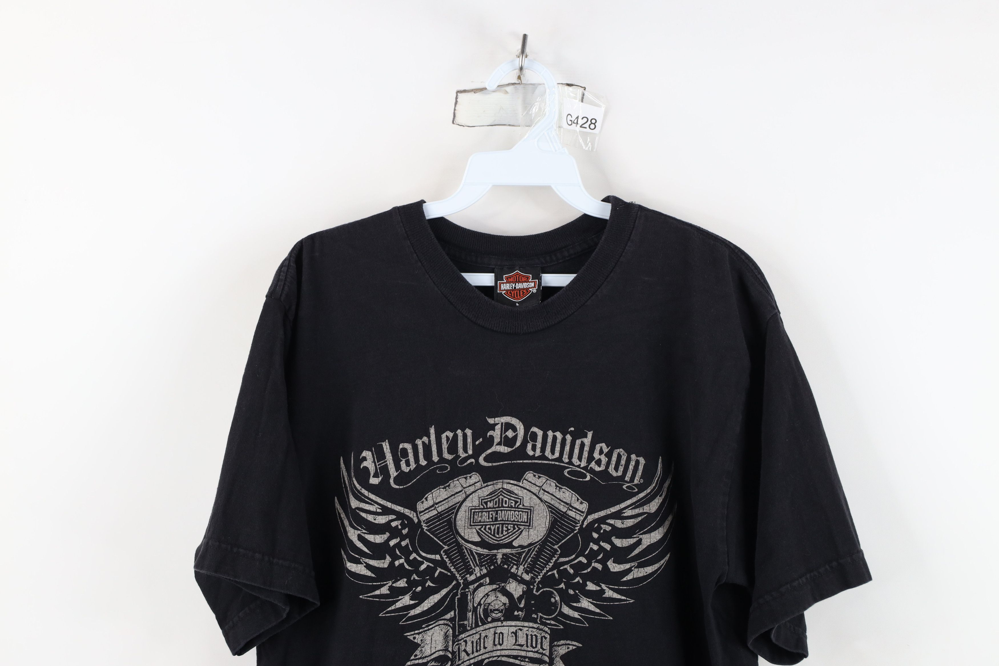 Harley Davidson Vintage Y2K Harley Davidson Spell Out Wings Engine T-Shirt Size US L / EU 52-54 / 3 - 2 Thumbnail