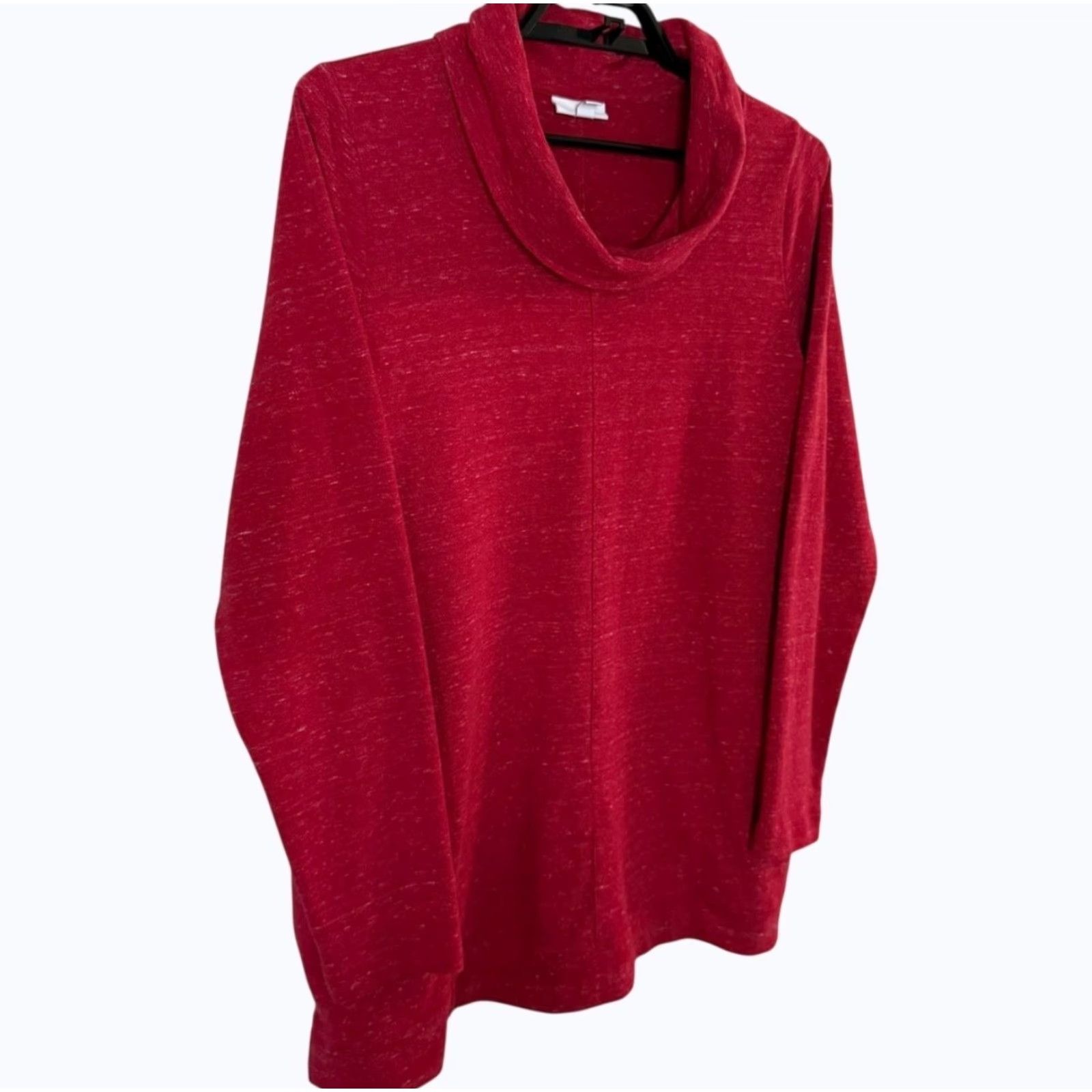 J. Jill VINTAGE J.jill Cowl-Neck Tunic Sweatshirt Red Long-Sleeve Pocket Pullover Women Large Size L / US 10 / IT 46 - 3 Thumbnail