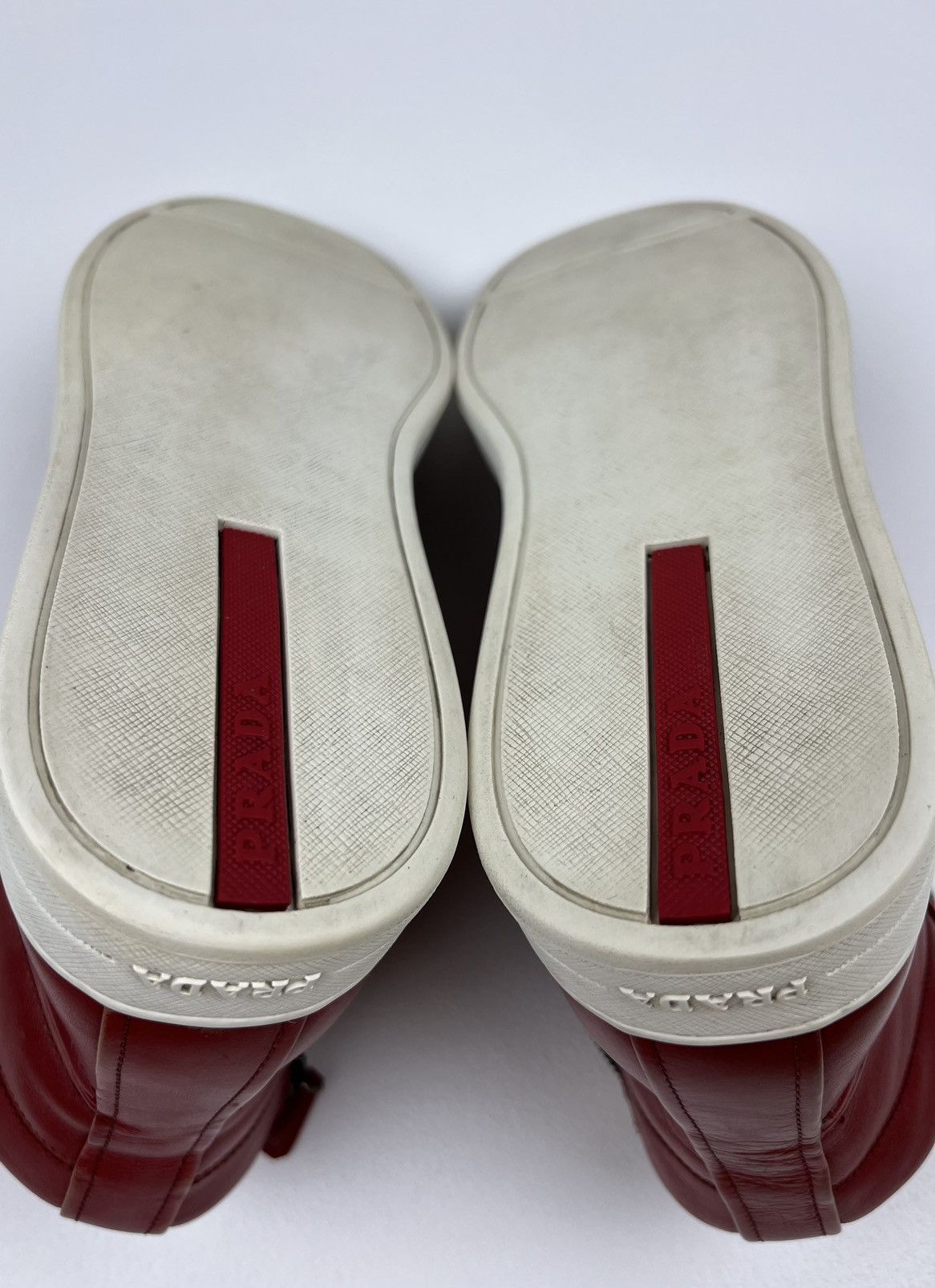 Prada PRADA Sneakers Hi Top Leather Shoes Side Zip Red Tab Logo Size US 10 / EU 43 - 16 Thumbnail