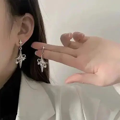 Jewelry Y2K Star Drop Earring in Silver, Men's