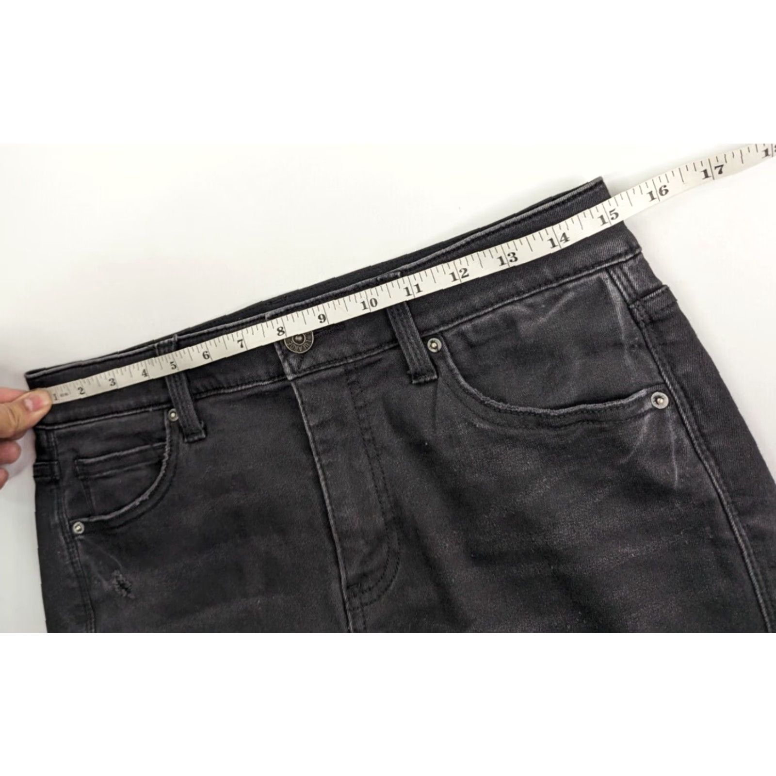 Vintage Lularoe Women’s 28 Jean Shorts Black Cut Off Distressed Pockets Zip Denim Size 28" / US 6 / IT 42 - 5 Thumbnail