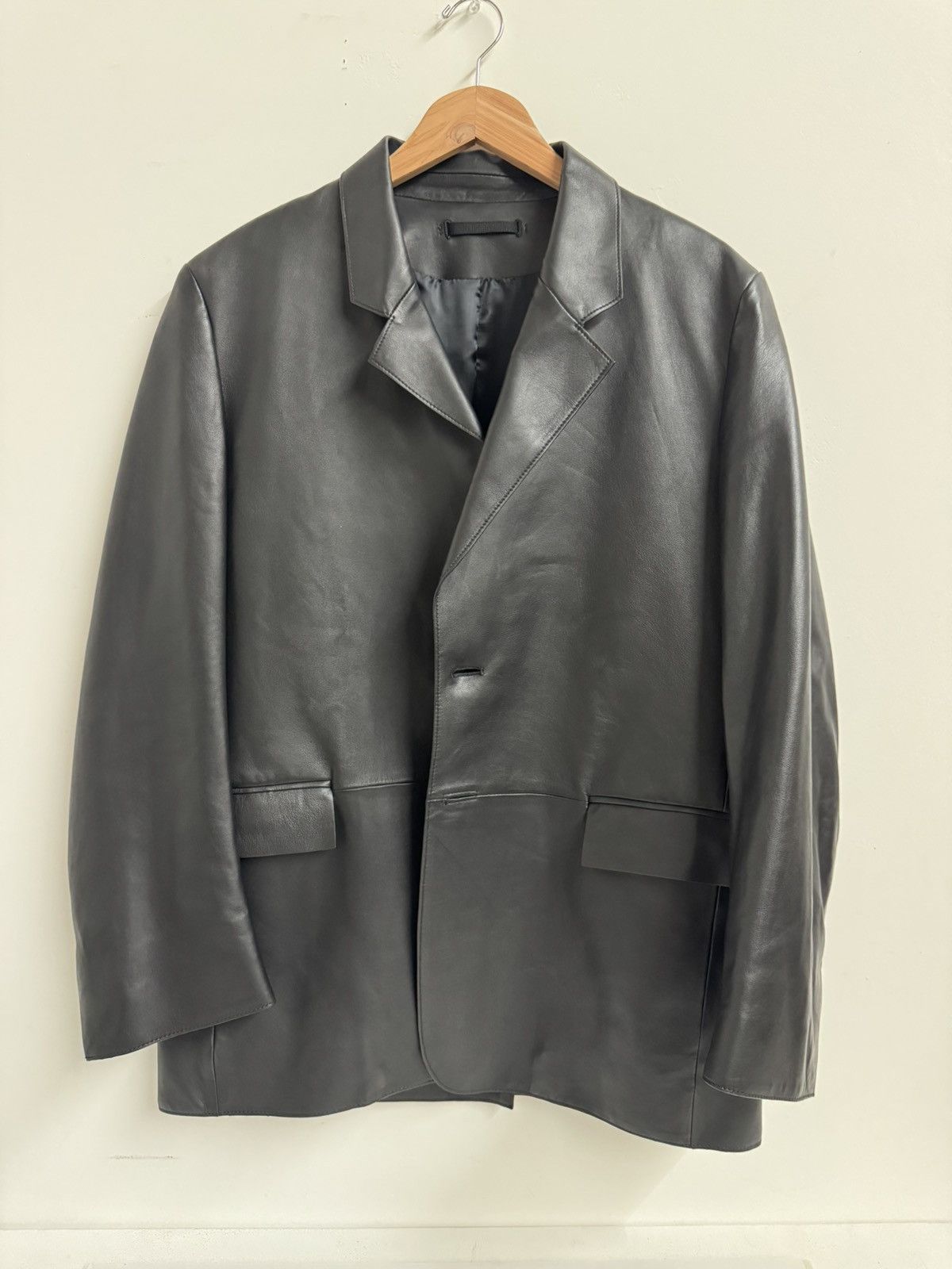 Cos COS Black Leather Blazer – Lambskin – Size 40R – Minimalist Size US M / EU 48-50 / 2 - 1 Thumbnail
