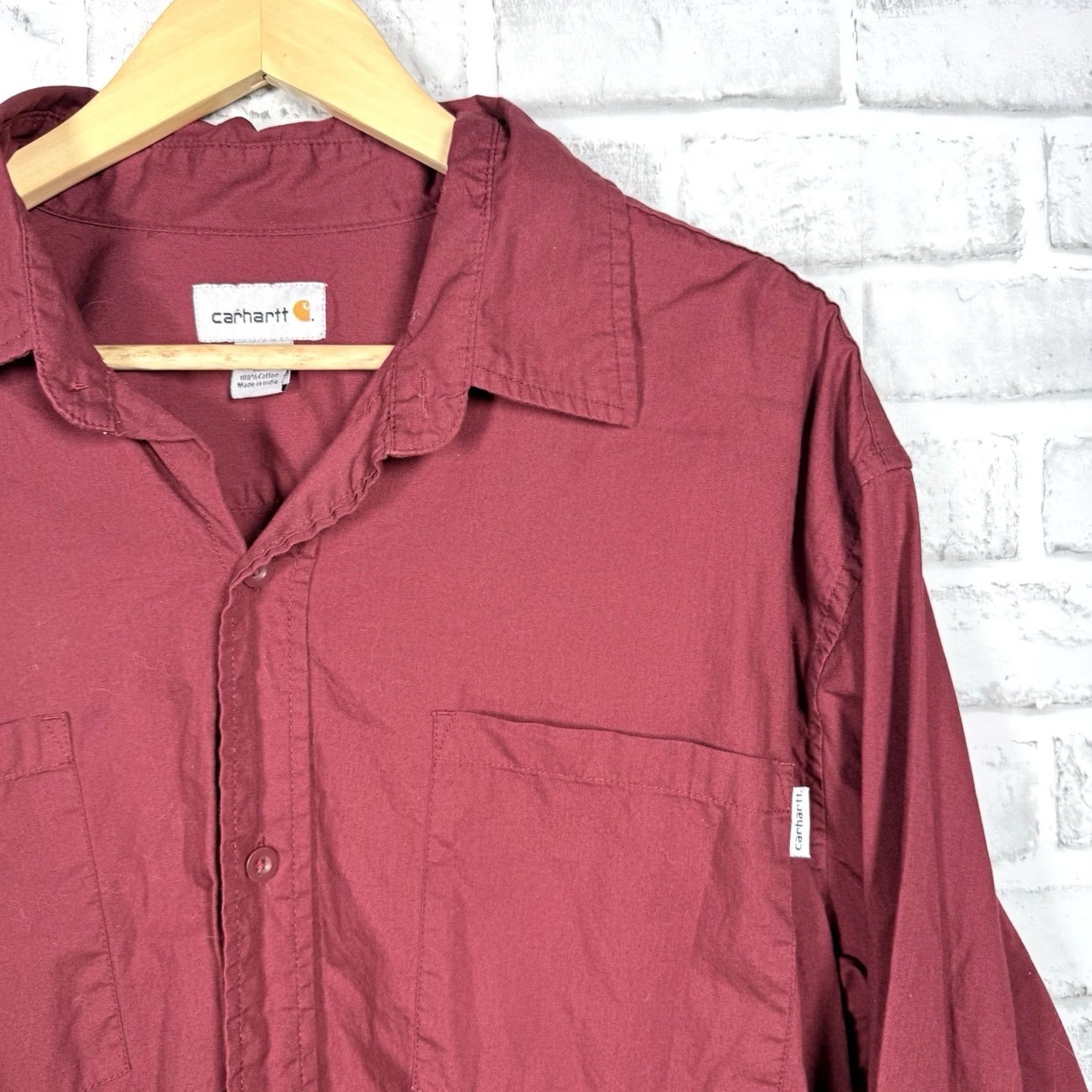 Carhartt Carhartt Shirt Mens XL Red 100% Cotton Long Sleeve Button-Down Casual Shirt Size US XL / EU 56 / 4 - 2 Thumbnail