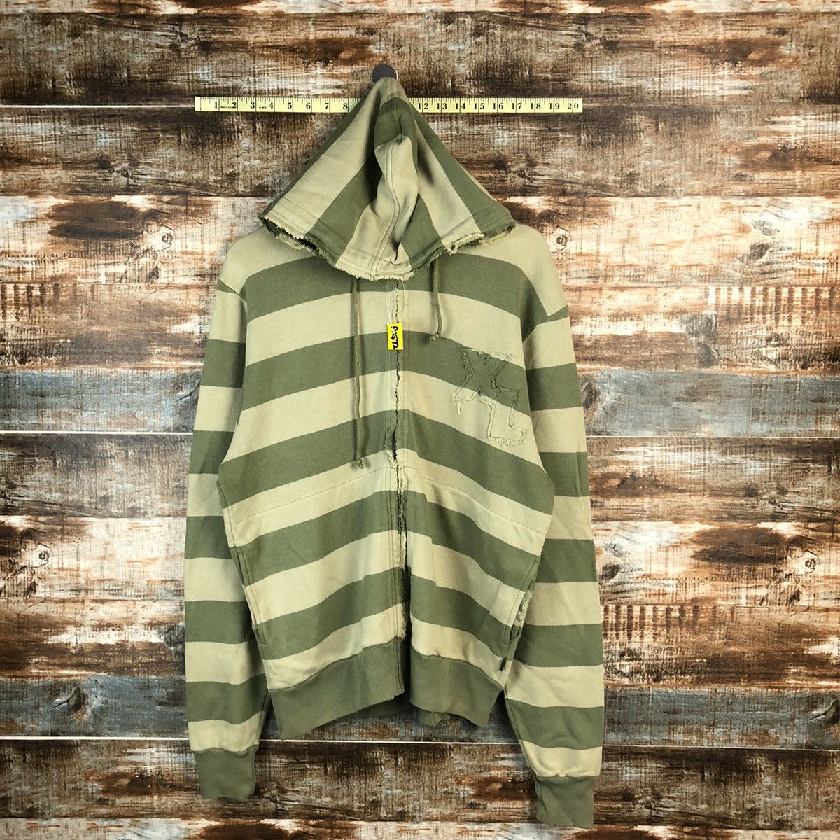 XLarge Japan Stripe prison Green Hoodie #A1572