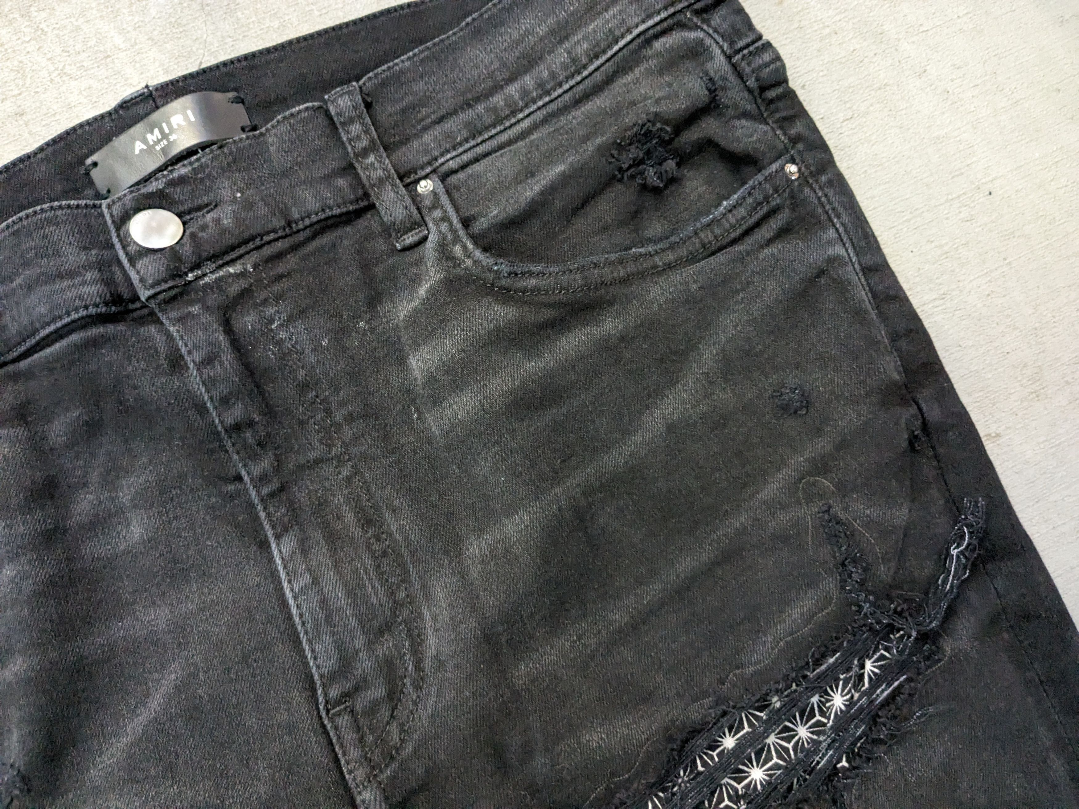 Amiri AMIRI Japanese Repair Denim Jeans Black Size 36 x 35 Slim Size US 36 / EU 52 - 4 Thumbnail