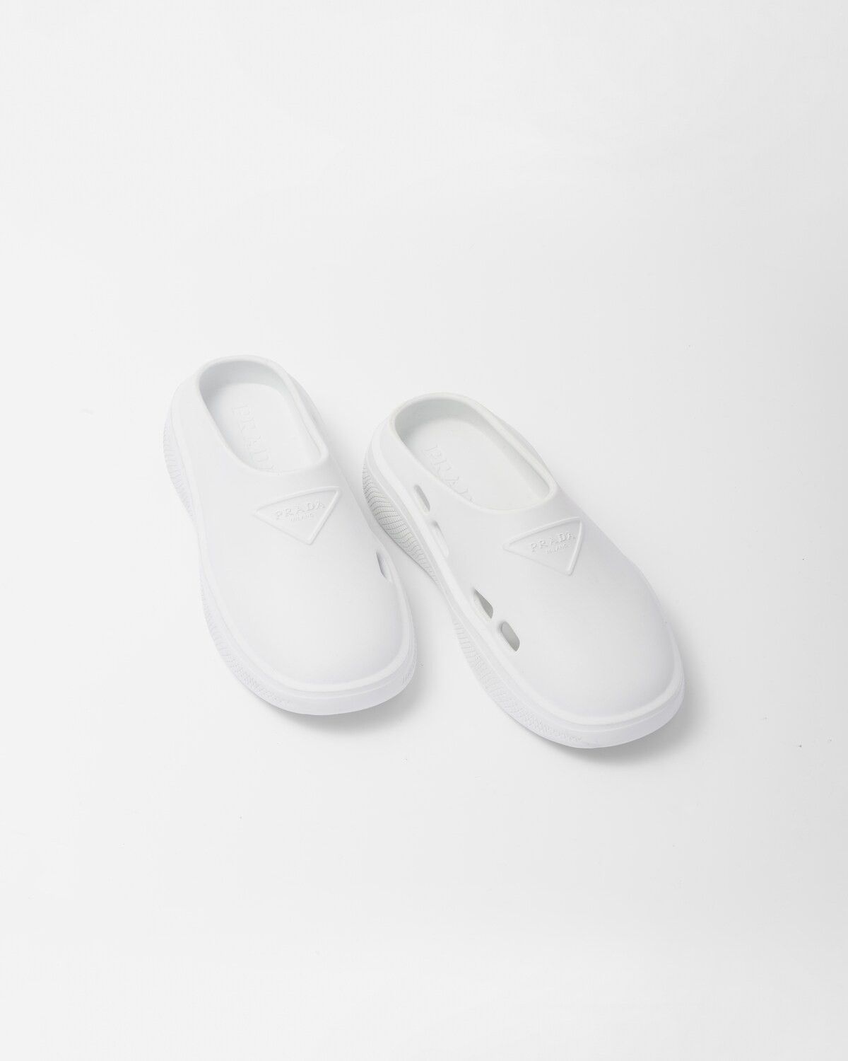 Prada o1B3y1r0226 Foam Rubber Mules in White Size US 9 / IT 39 - 4 Thumbnail