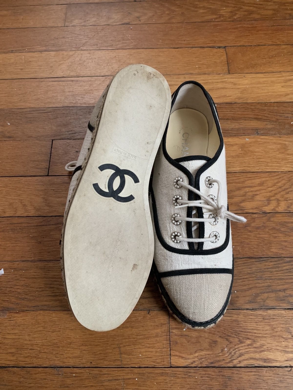 Chanel Chanel Pearl Canvas Espadrille Size US 9.5 / IT 39.5 - 4 Thumbnail