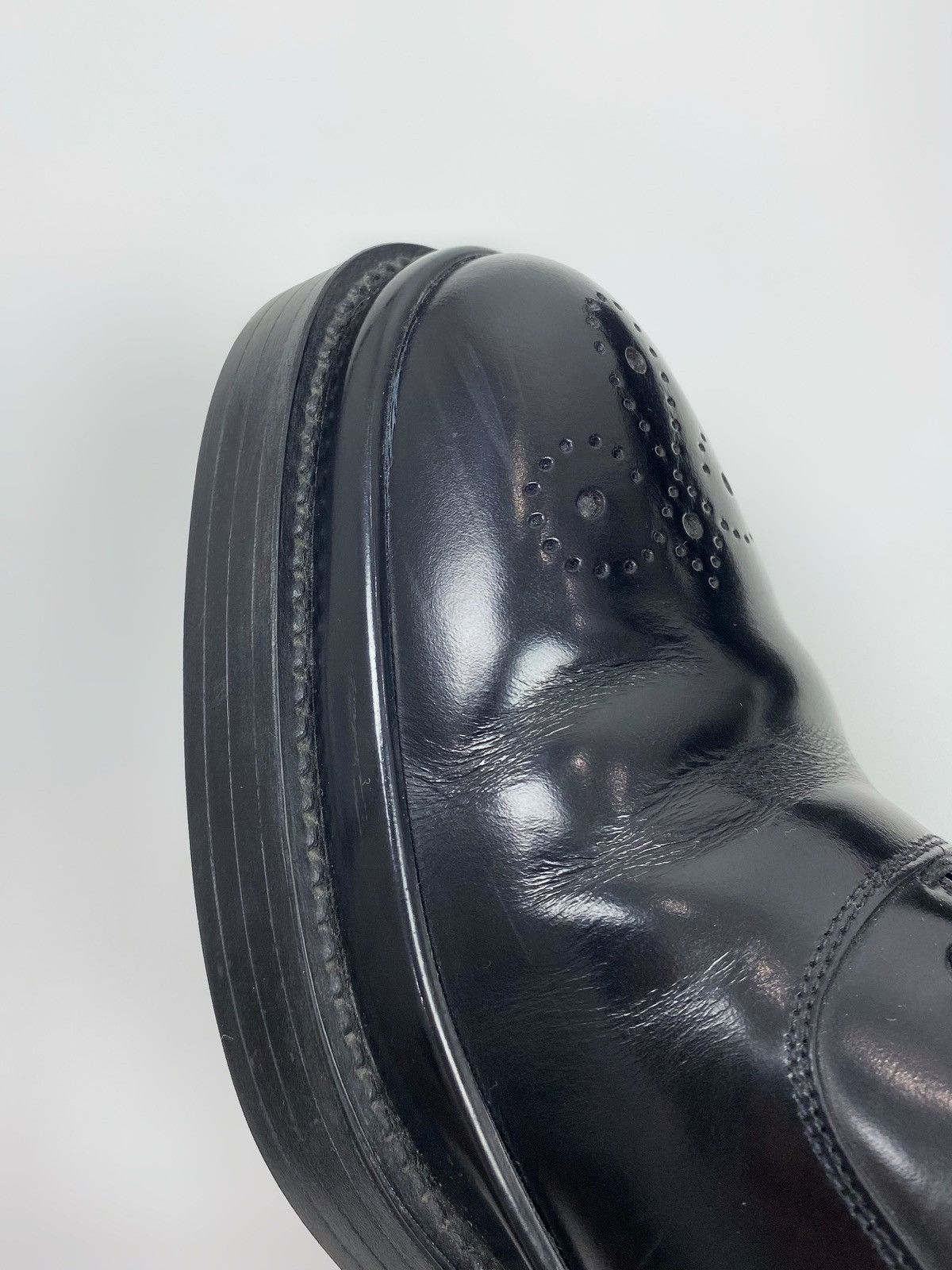 Prada Prada Black Brushed Leather Oxford Shoes Size US 7 / EU 40 - 14 Thumbnail