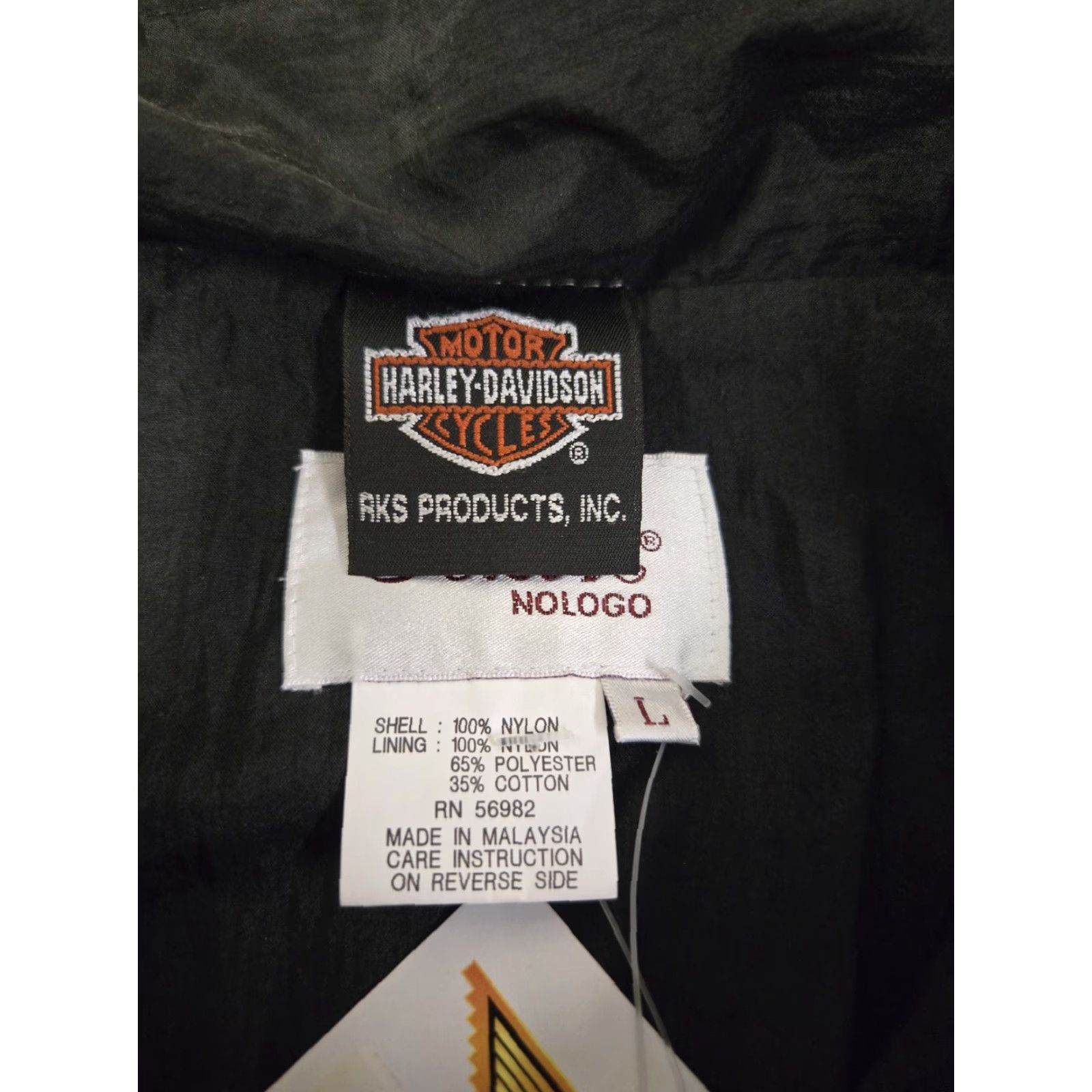 Harley Davidson VINTAGE Harley-Davidson Jacket Mens Large Nylon Texas Bedford 90s Windbreaker Black Orange White Zip Embroidered Logo Zipper Full Zip Lined Size US L / EU 52-54 / 3 - 6 Thumbnail