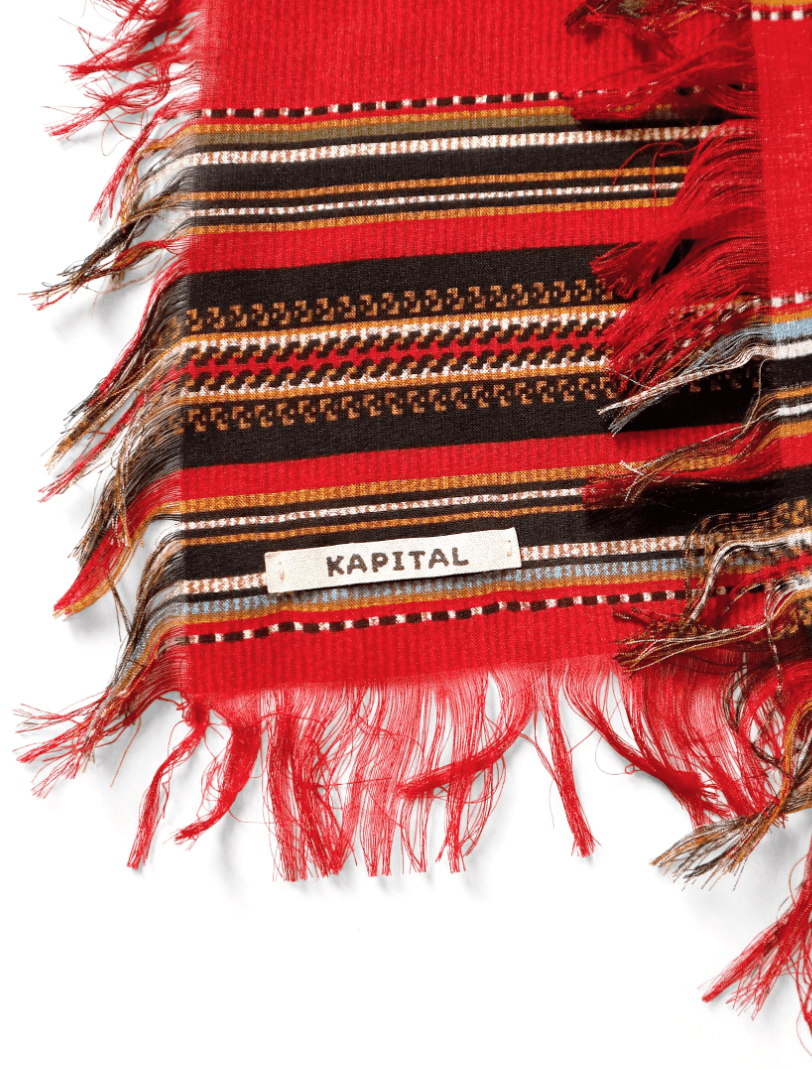 Kapital Rayon fringe scarf (Pecos stripe) Size ONE SIZE - 4 Thumbnail