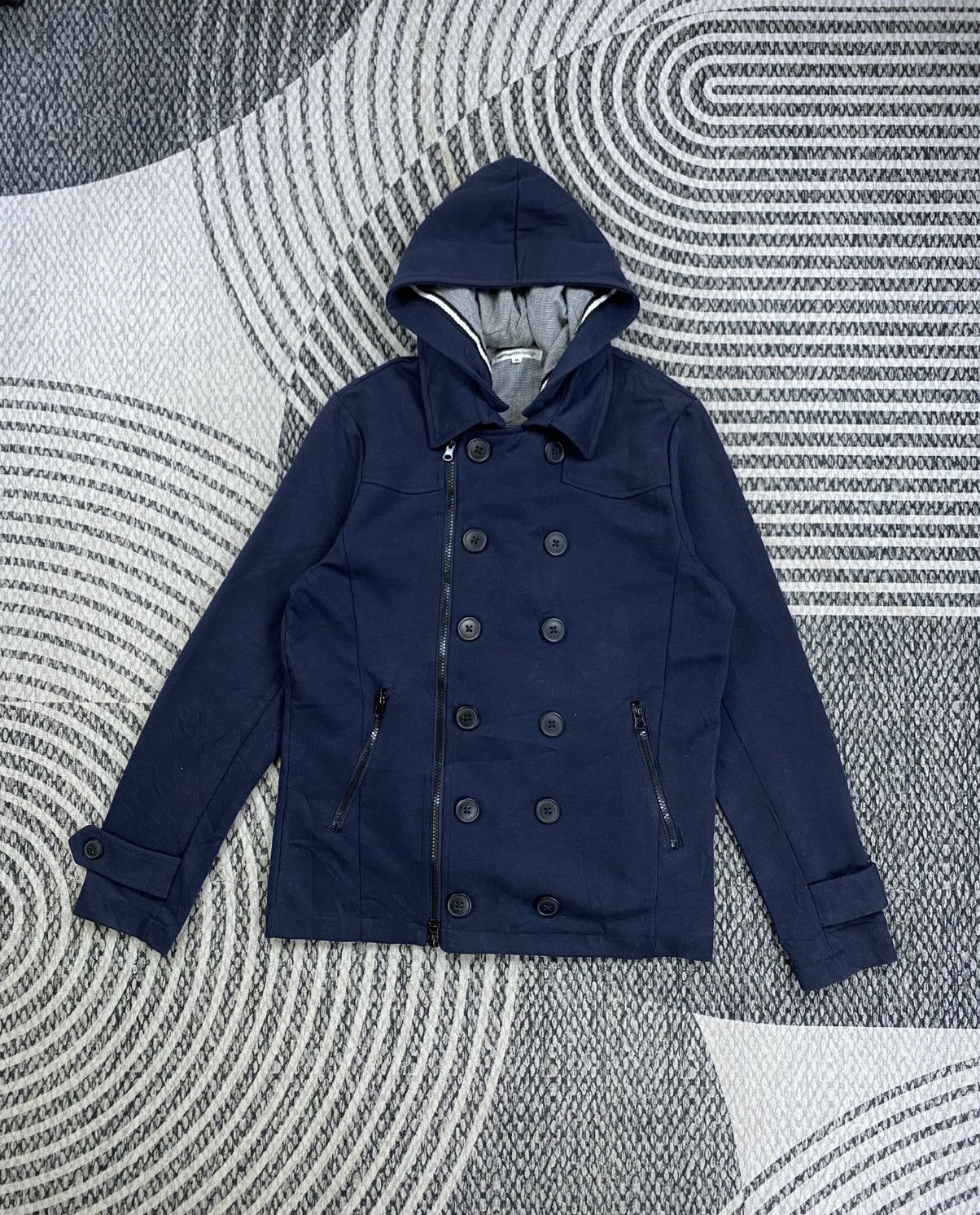 semanticdesign Vtg Semantic Design Navy Blue Hooded Peacoat Jacket Size US S / EU 44-46 / 1 - 1 Thumbnail