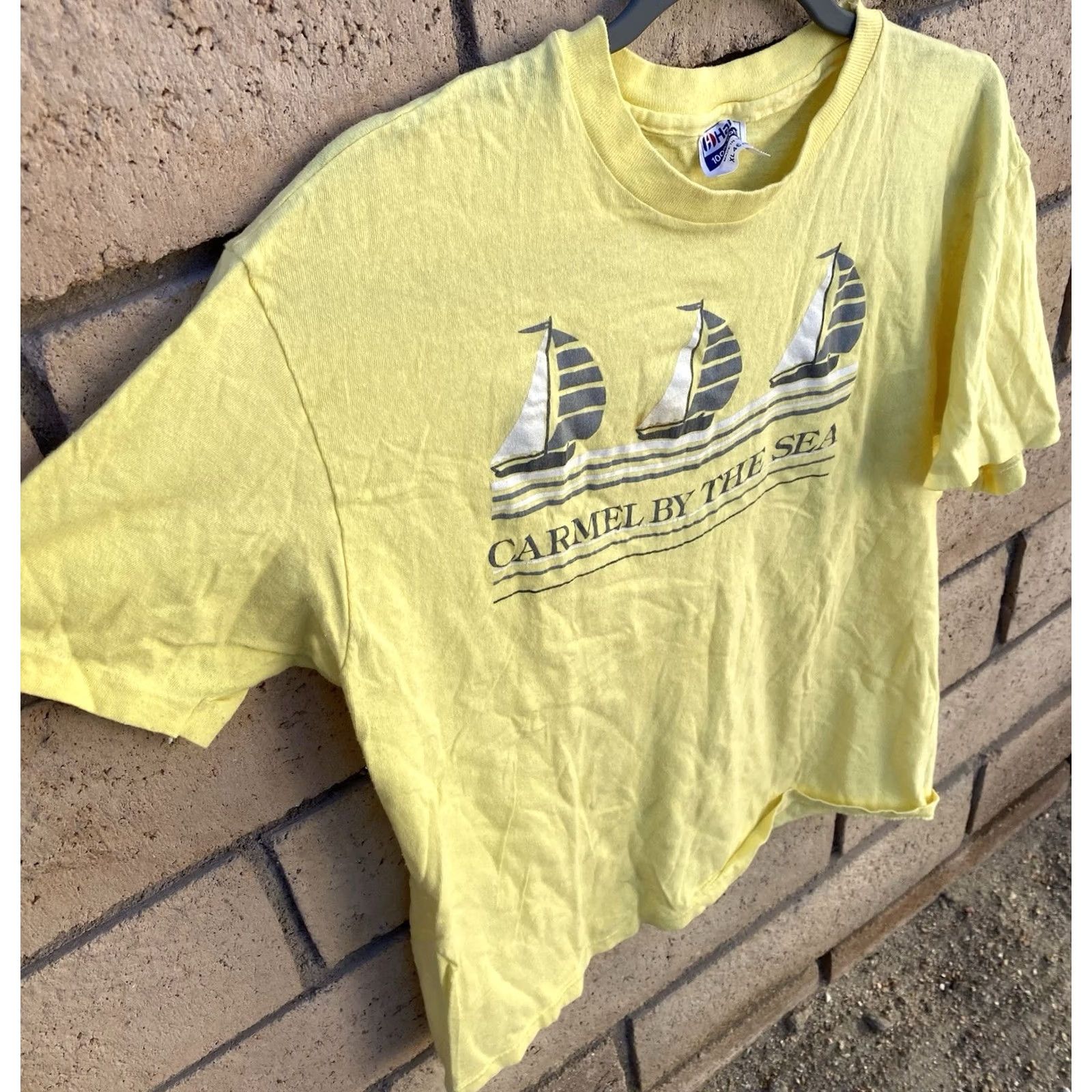 Hanes Vintage Hanes Sailboat Graphic Tee T-Shirt XL Men Yellow Nautical California Beach 90s Sailboats Maritime Shirt Size US XL / EU 56 / 4 - 3 Thumbnail