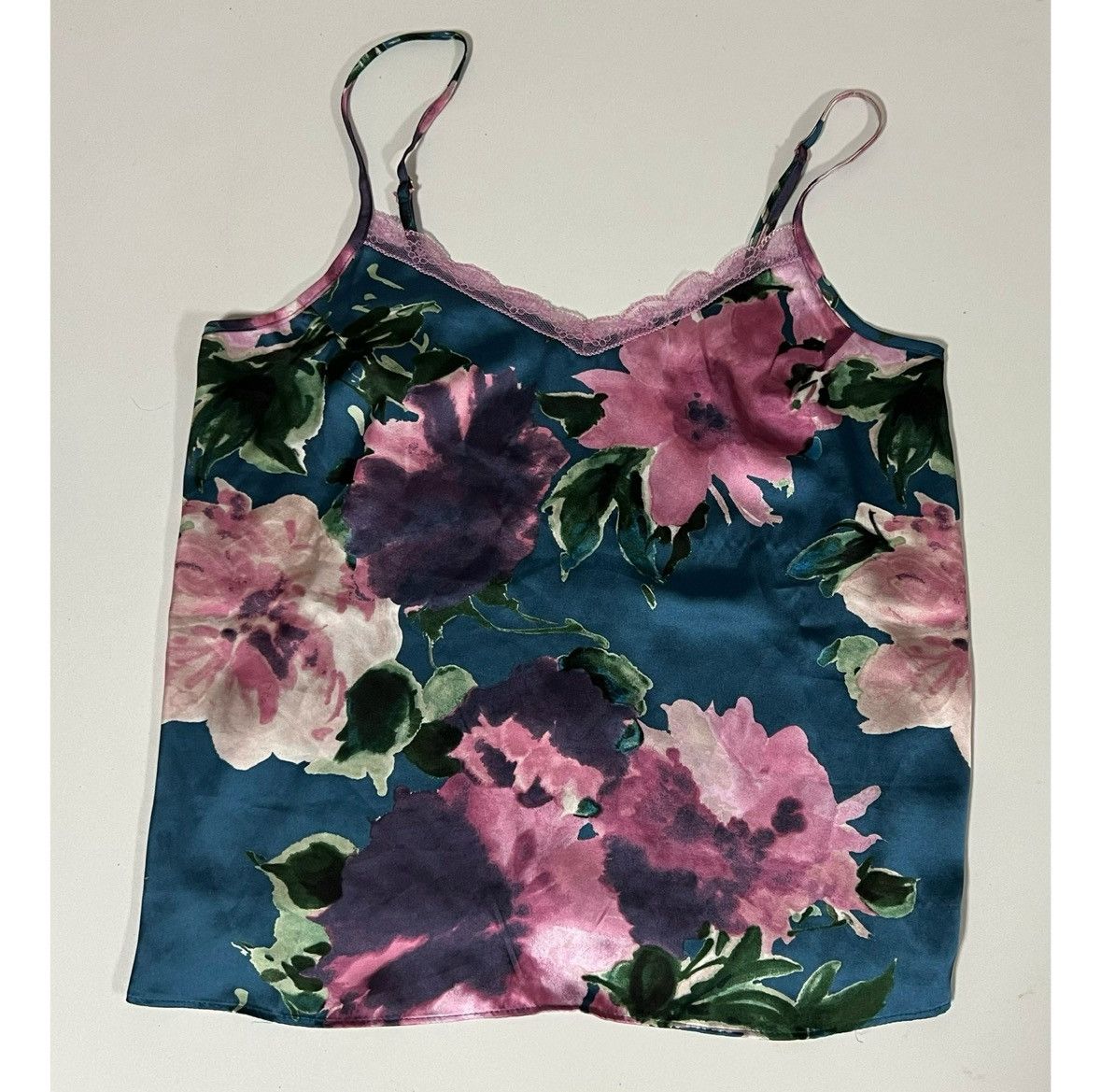 MiDNIGHT Midnight Bakery Silk Floral Lingerie Top Shirt Size S 🌺✨ Size S / US 4 / IT 40 - 2 Thumbnail