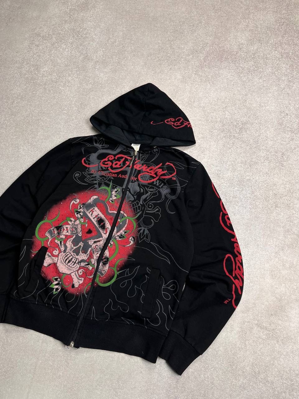 Ed Hardy VINTAGE ED HARDY CHRISTIAN AUDIGIER BOXY ZIP HOODIE L Size L / US 10 / IT 46 - 2 Thumbnail