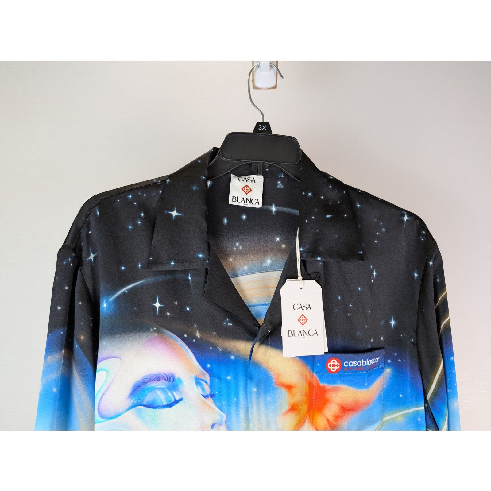 Casablanca o1rshd1 Silk Satin Cuban Collar Long Sleeve Shirt Multicolor Size US XL / EU 56 / 4 - 3 Thumbnail
