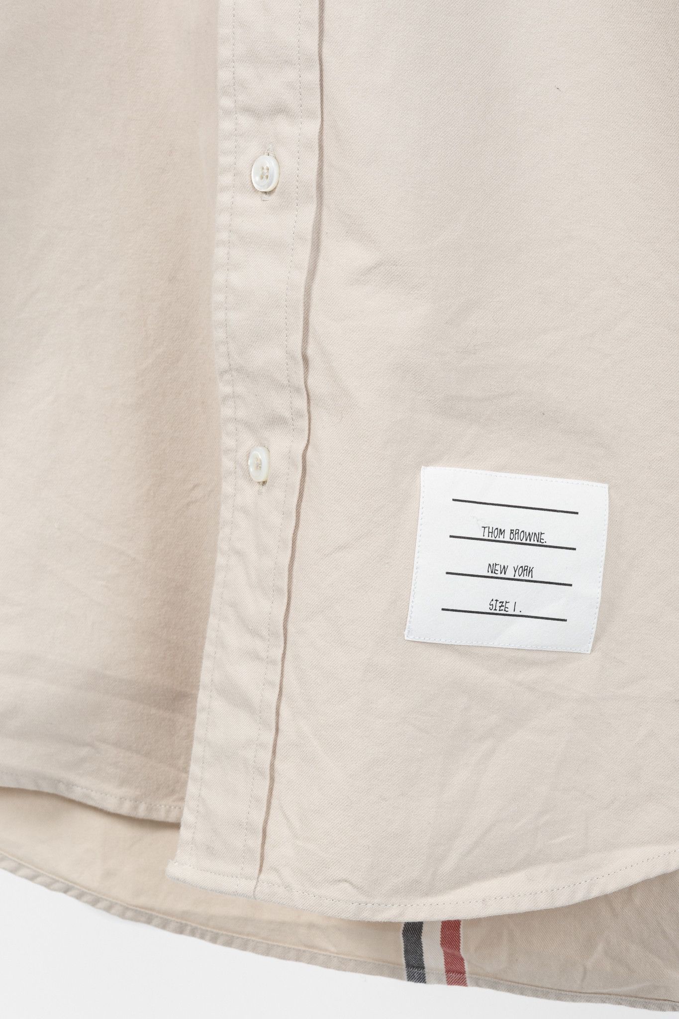 Thom Browne Thom Browne AW/23 Beige Cotton Flannel Back-Stripe Shirt Size US S / EU 44-46 / 1 - 7 Thumbnail