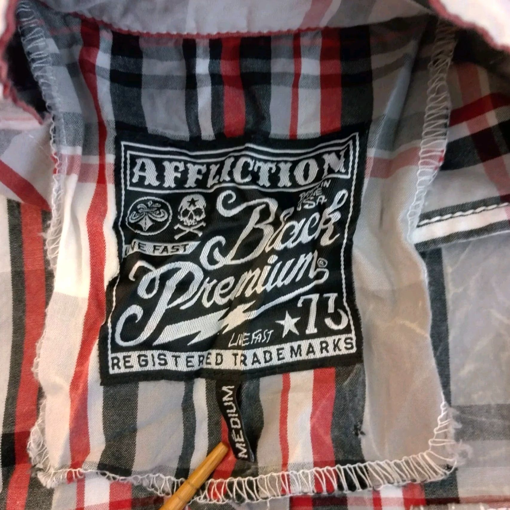 Affliction Affliction Shirt Black Premium Plaid Button Embroidered Medium Gray Red Black Size US M / EU 48-50 / 2 - 3 Thumbnail