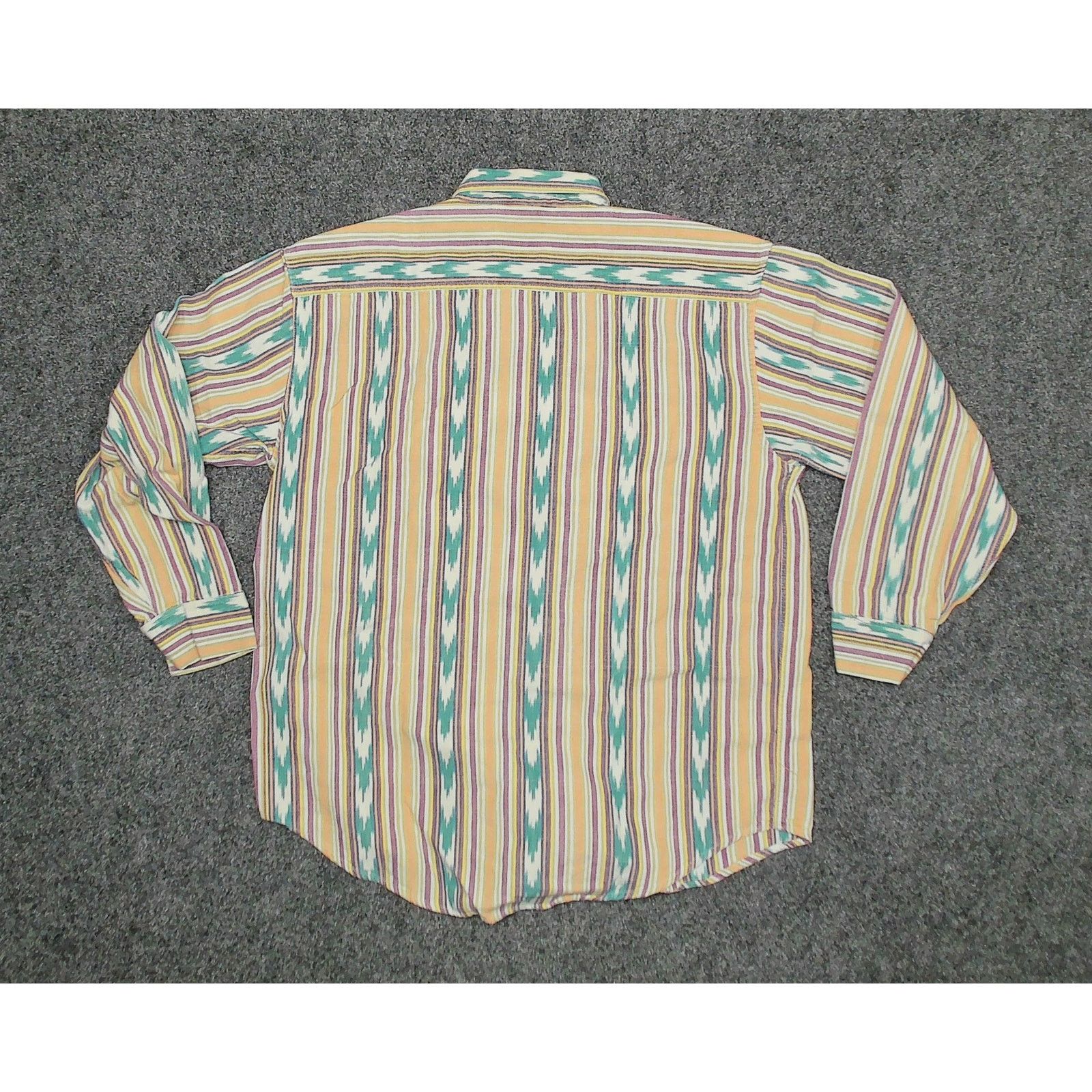 Vintage VTG Y2K Pastel Ikat Boxy Drop-Shoulder Festival Button Up Size XL / US 12-14 / IT 48-50 - 4 Thumbnail