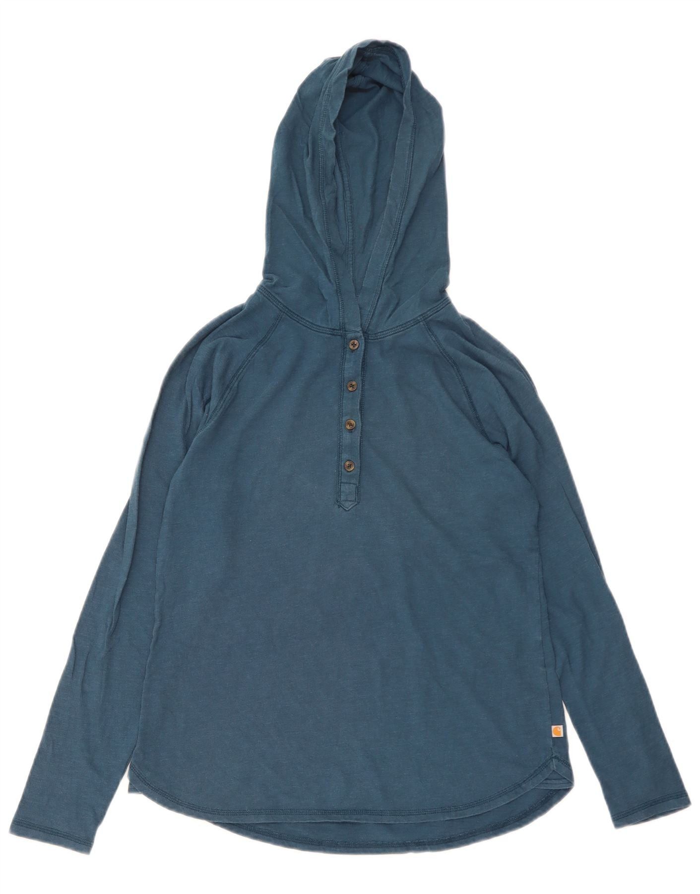 Carhartt Womens Hooded Top Long Sleeve US 4/6 Small Blue Size S / US 4 / IT 40 - 1 Thumbnail