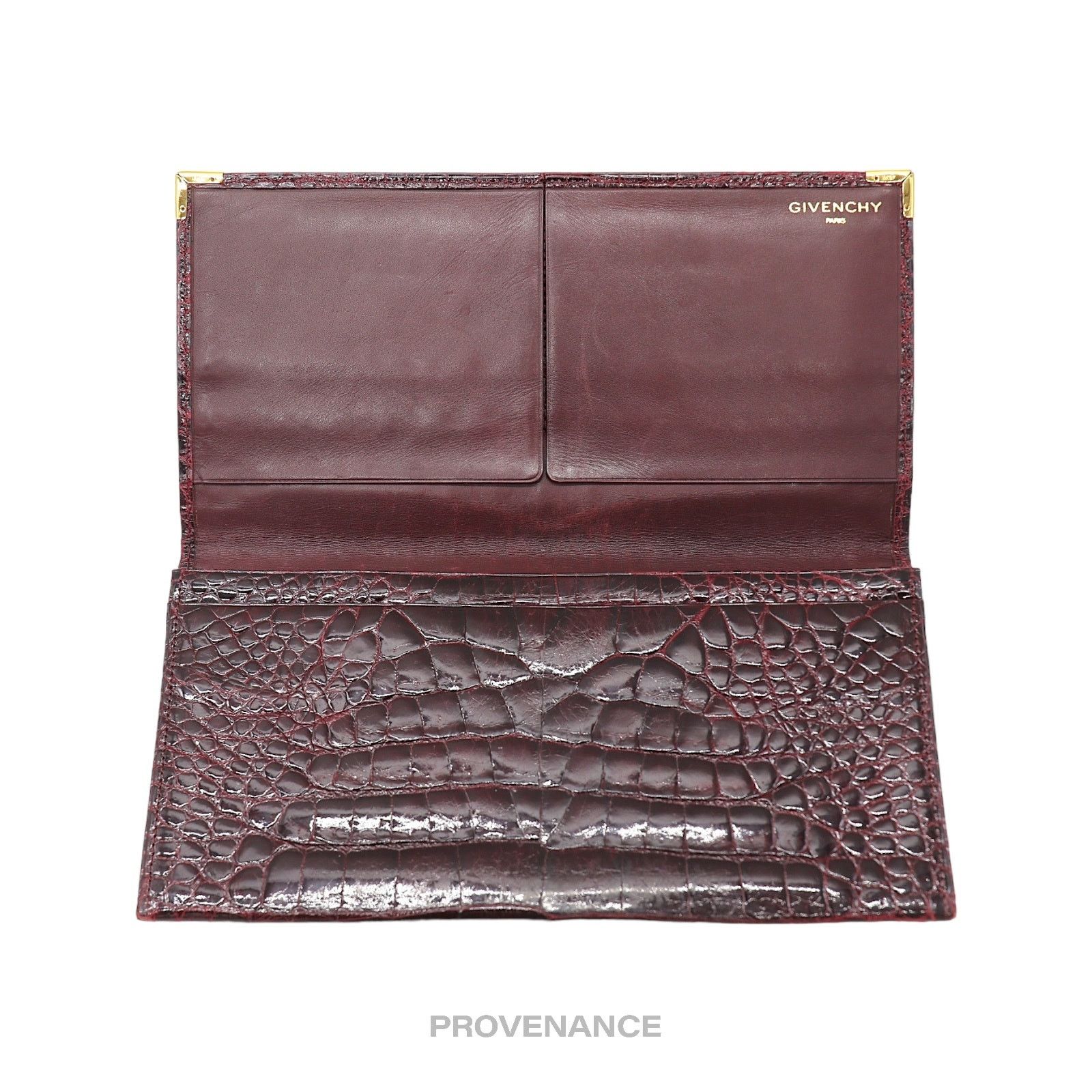 Givenchy 🔴 Givenchy Long Wallet - Burgundy Crocodile Leather Size ONE SIZE - 5 Thumbnail