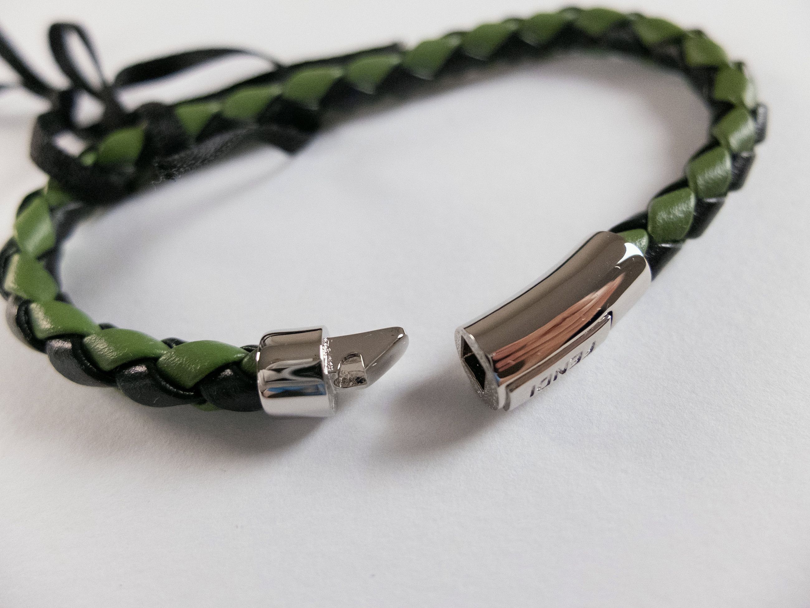 Fendi FENDI green & black woven leather bracelet Medium Size ONE SIZE - 5 Thumbnail