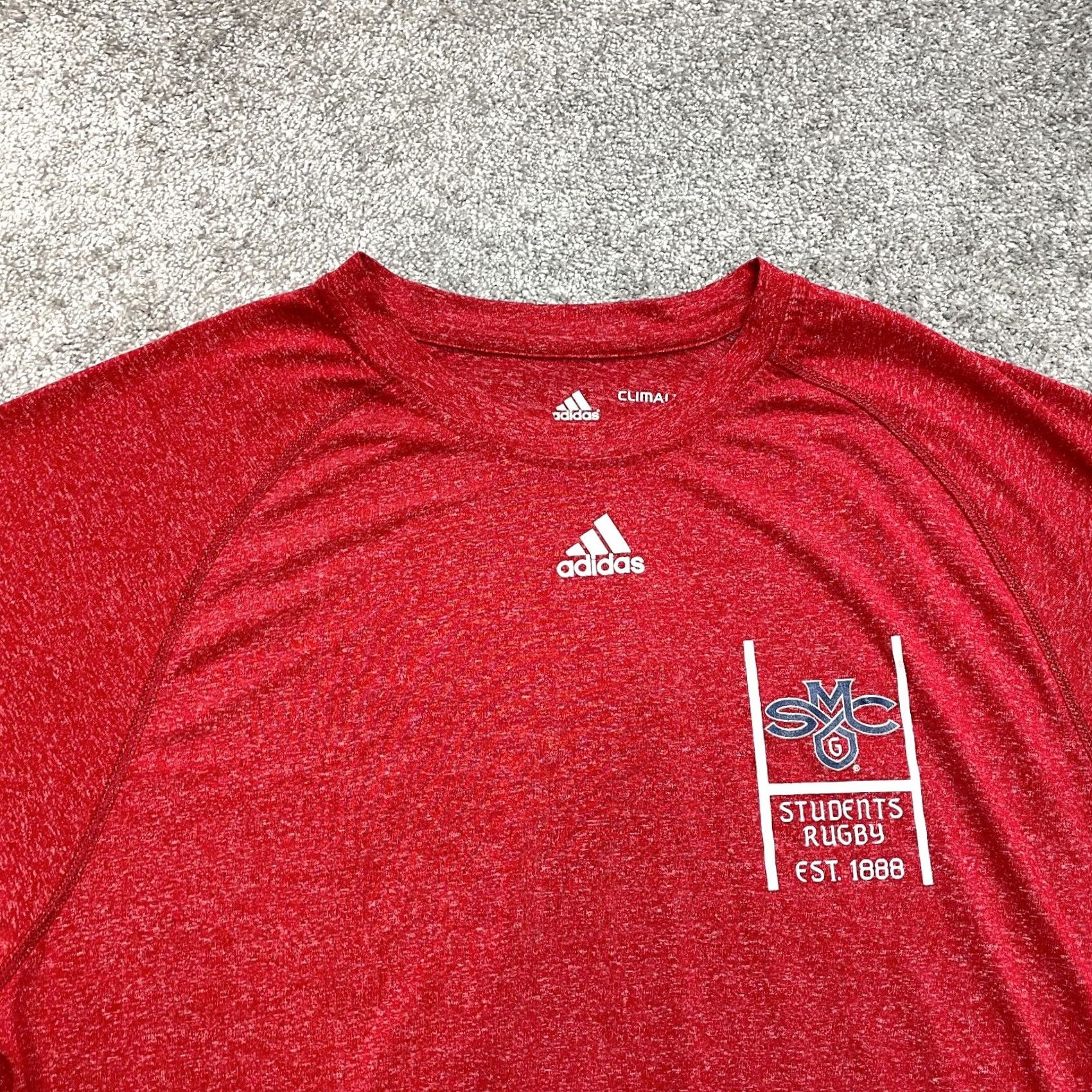 Adidas Adidas Rugby Shirt Mens 2XL Red Short Sleeve Saint Mary's Student Logo Climalite Size US XXL / EU 58 / 5 - 2 Thumbnail
