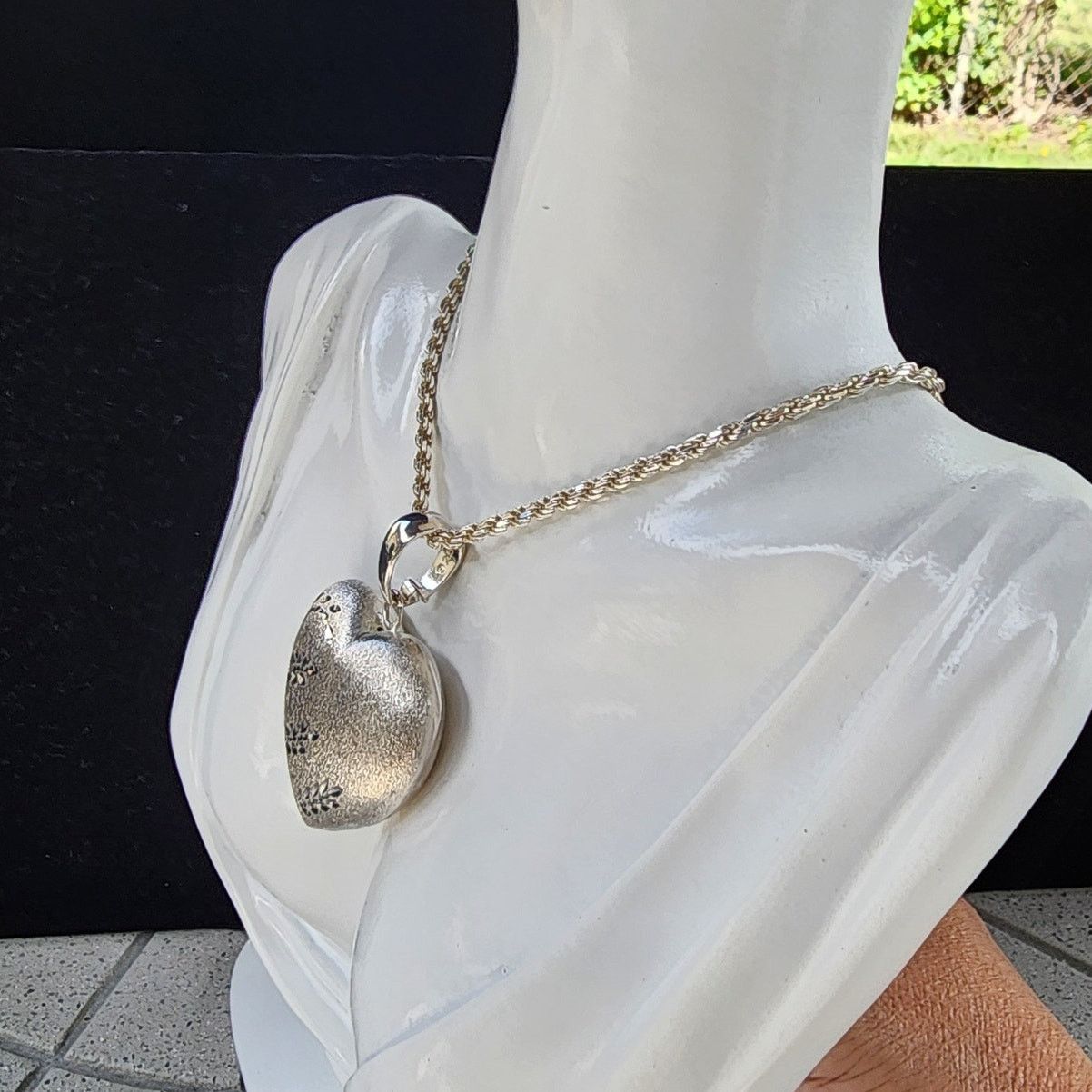 Sterling Silver ITAOR Italy Sterling Silver Heart Diamond Cut Rope Necklace Size ONE SIZE - 8 Thumbnail