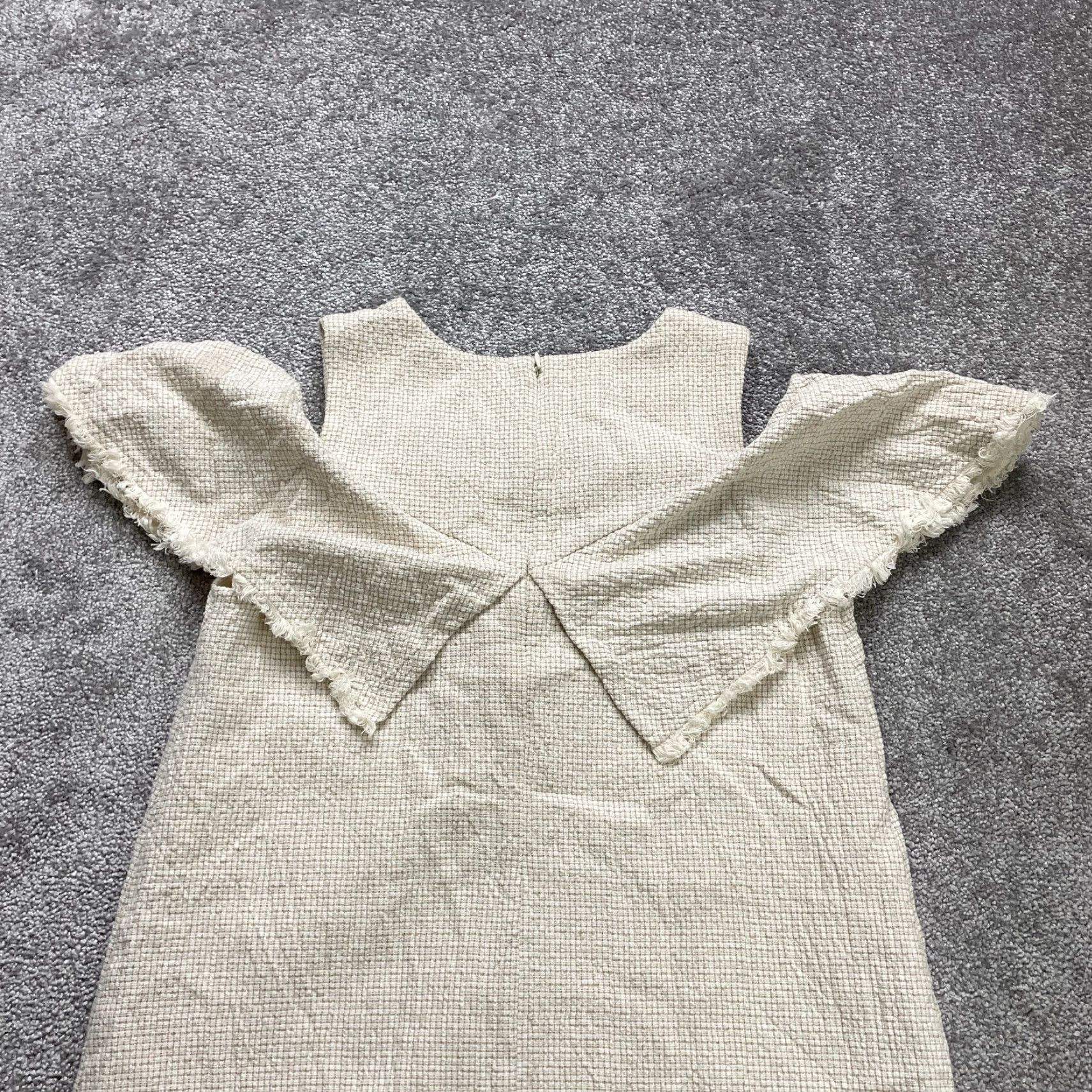 Vintage J.O.A Tweed Midi Dress Womens Medium Beige Shift Dress Sleeveless Strappy Sleeve Classic Modern Casual Workwear 90s? Size M / US 6-8 / IT 42-44 - 3 Thumbnail