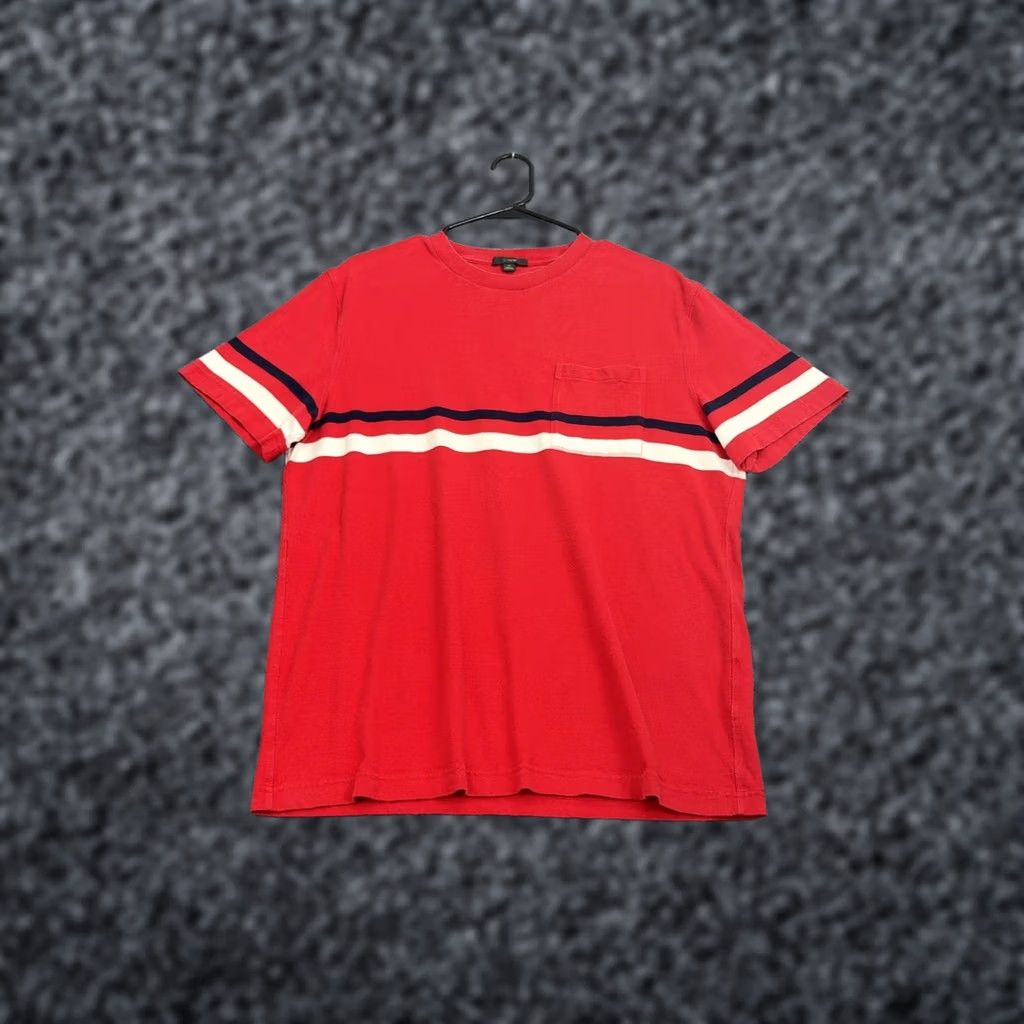 J.Crew J.CREW Oarsman T Shirt Mens M Red Striped Pocket Short Sleeve Casual Preppy Size US M / EU 48-50 / 2 - 1 Thumbnail