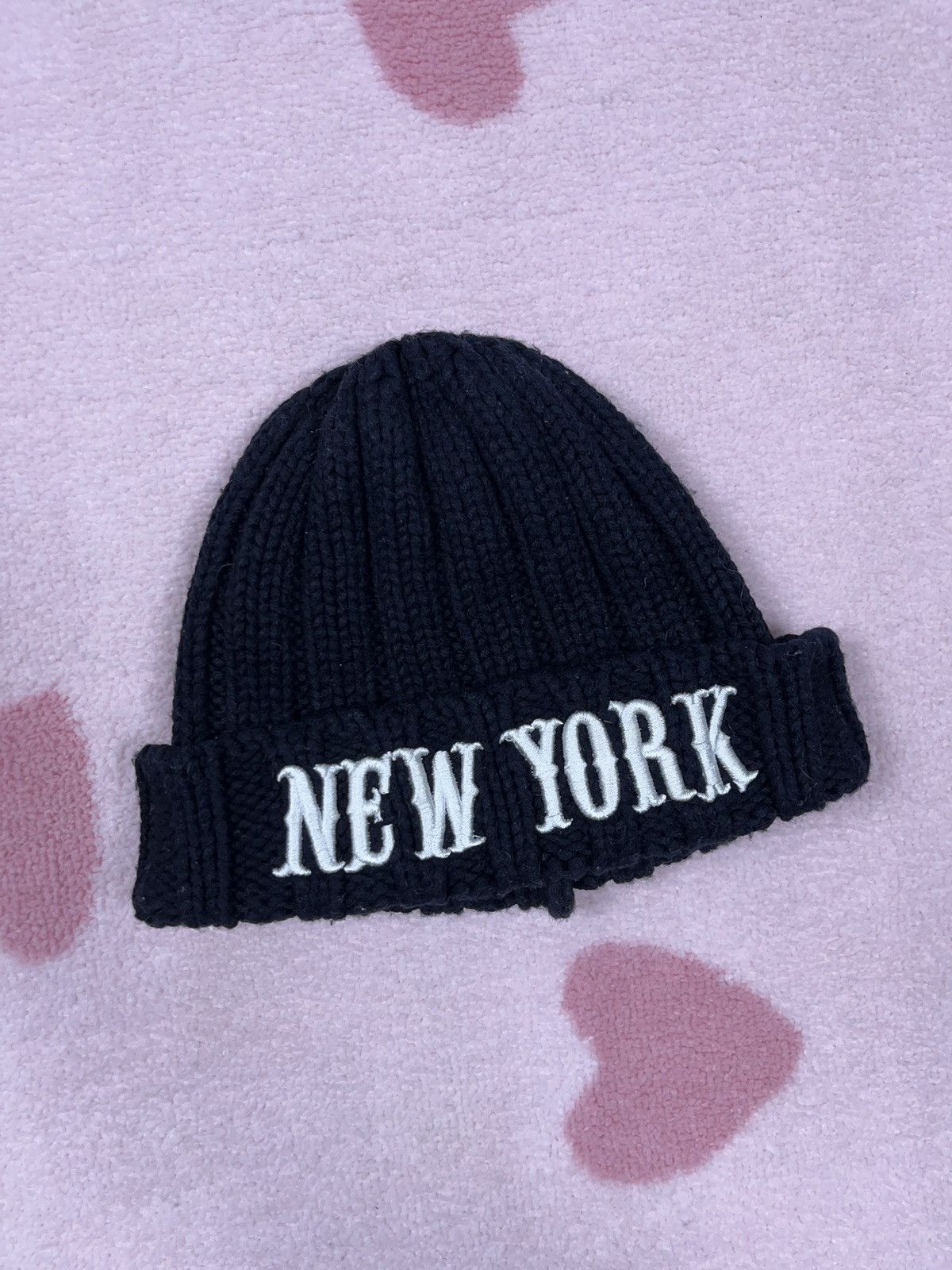Japanese Brand × Vintage ➕ ribbed beanie chrome hearts style New York old english Size ONE SIZE - 1 Thumbnail
