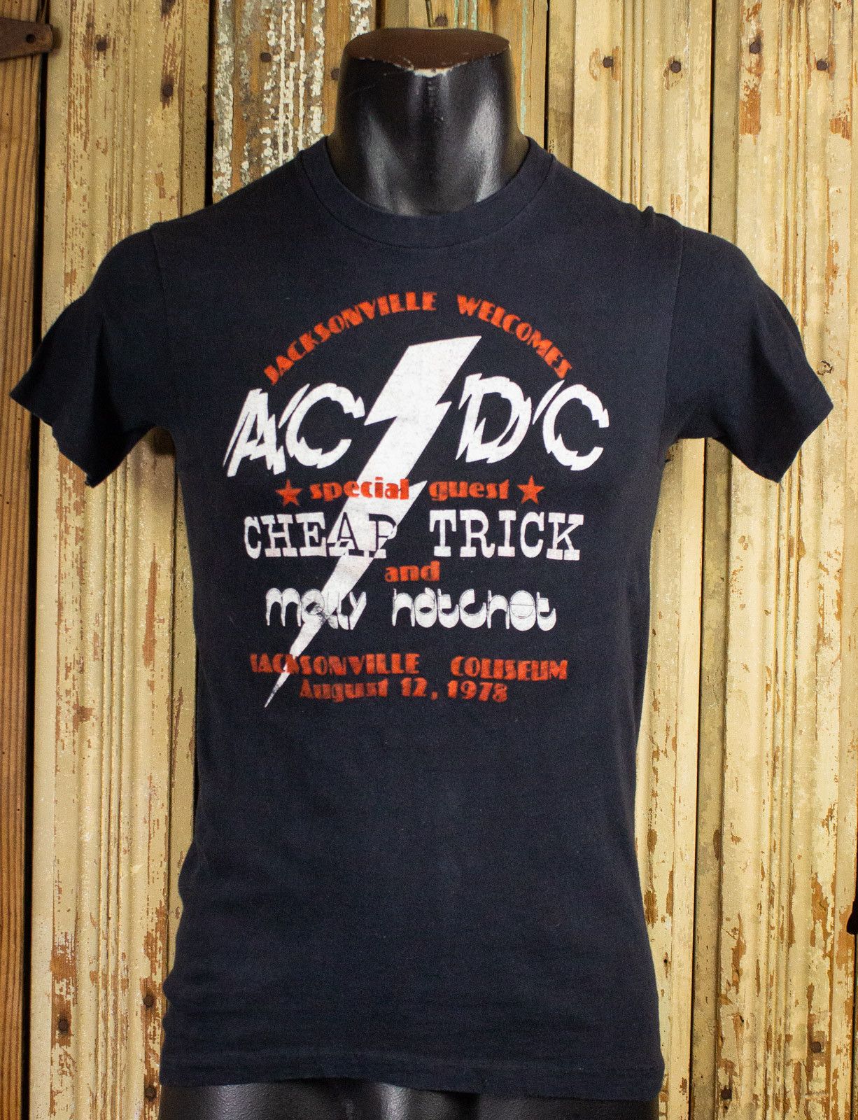 image of Band Tees x Vintage Ac/dc Jacksonville Coliseum Concert T Shirt 1978 in Black, Men's (Size XS)