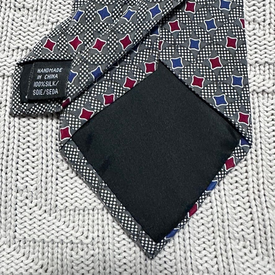 Vintage Vintage 1980s Swing red and blue geometric print silk tie Size ONE SIZE - 4 Thumbnail