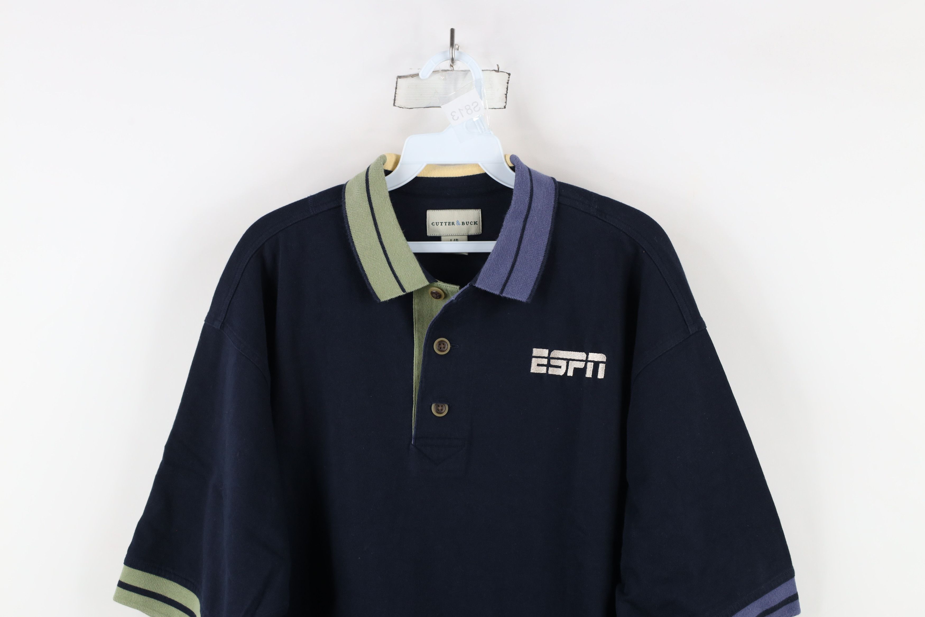 Vintage Vintage 90s ESPN Short Sleeve Collared Polo Shirt Blue Size US L / EU 52-54 / 3 - 2 Thumbnail