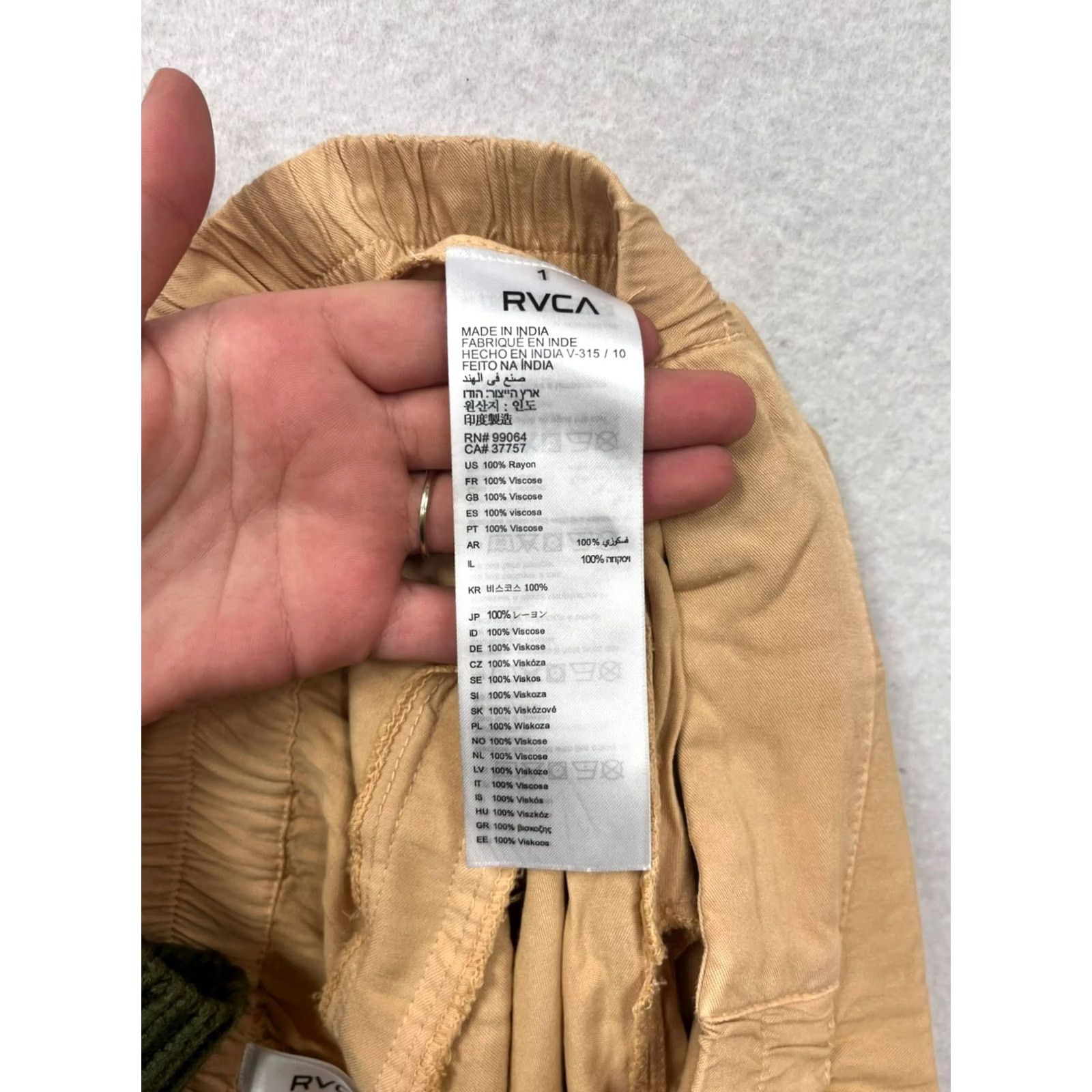 RVCA RVCA Womens Sweatpants Tan Elastic Waist Pockets M Sweatpants Womens M Tan RVCA Size 32" / US 10 / IT 46 - 4 Thumbnail