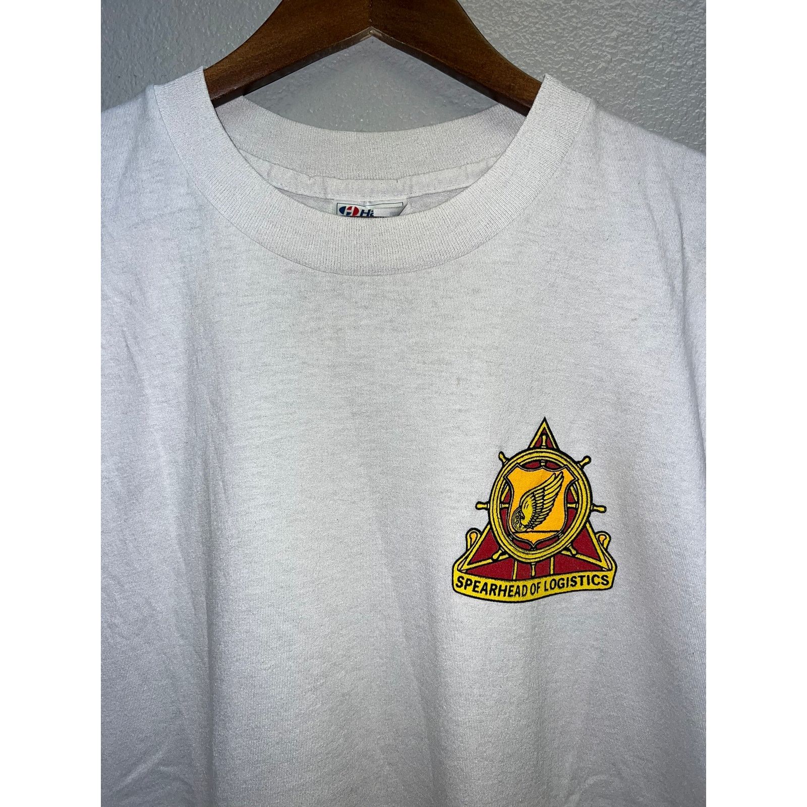 Hanes Vintage US Army Shirt Spearhead Of Logistics Gray 80s XL Size US XL / EU 56 / 4 - 2 Thumbnail