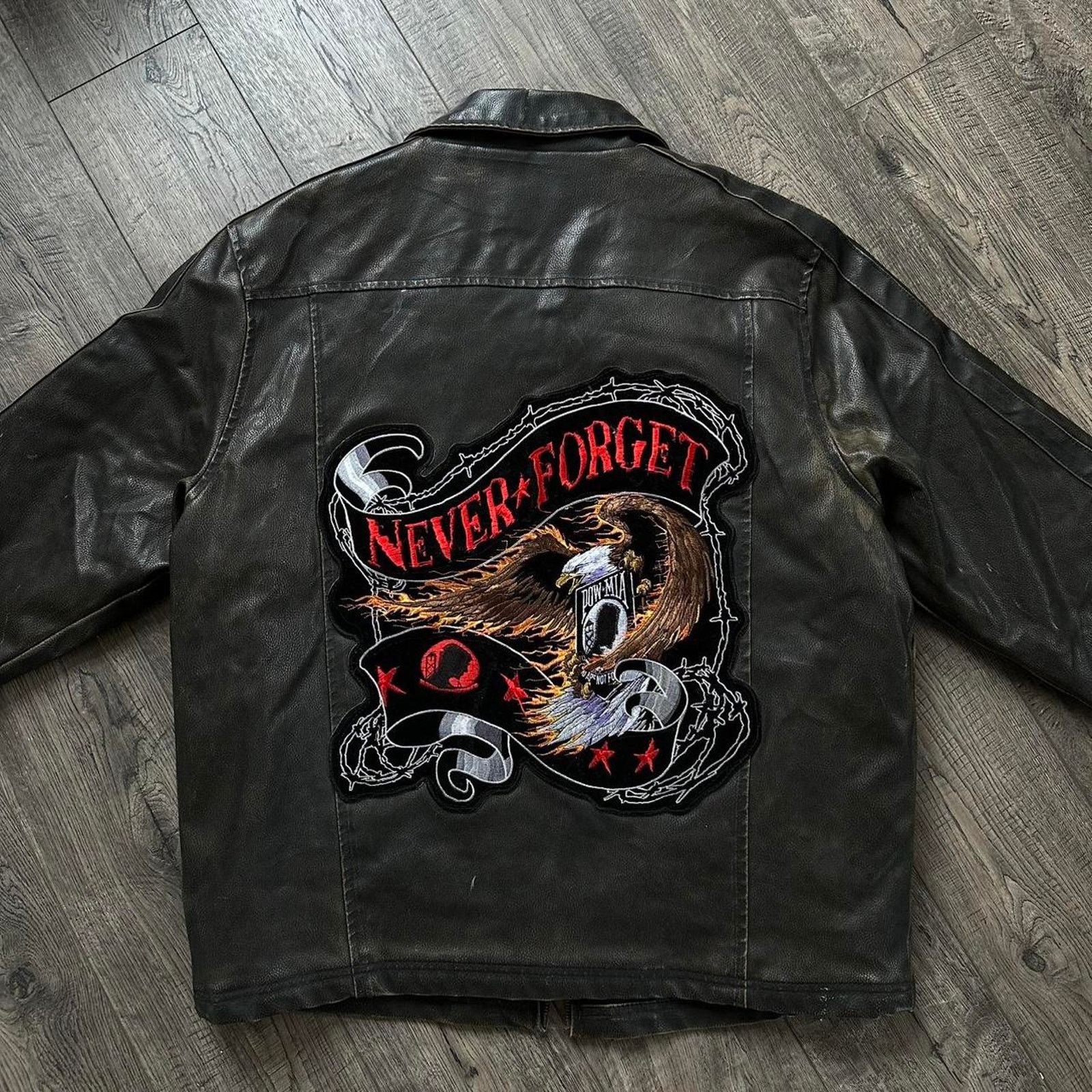 Vintage Vintage 90s Biker USA POW Marines Army Leather Biker Jacket Size US XL / EU 56 / 4 - 6 Thumbnail