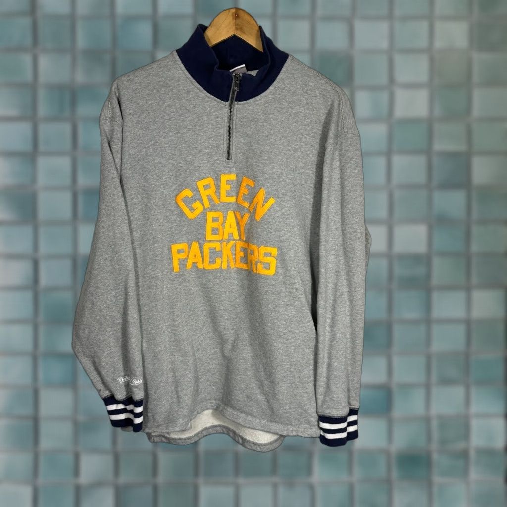 Mitchell & Ness Mitchell & Ness Green Bay Packers Quarter Zip Sweatshirt Gray Mens L AP0005 Size US L / EU 52-54 / 3 - 1 Thumbnail