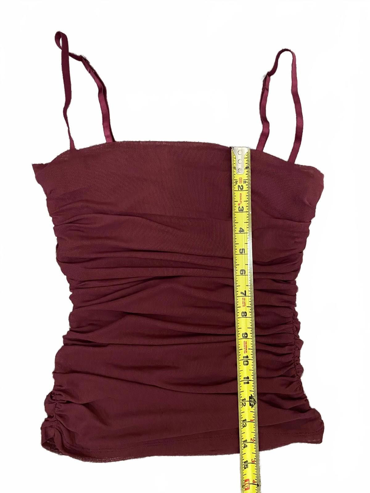Other OPEN EDIT Ruched Sheer Mesh Top in Burgundy (SMALL) Size S / US 4 / IT 40 - 3 Thumbnail